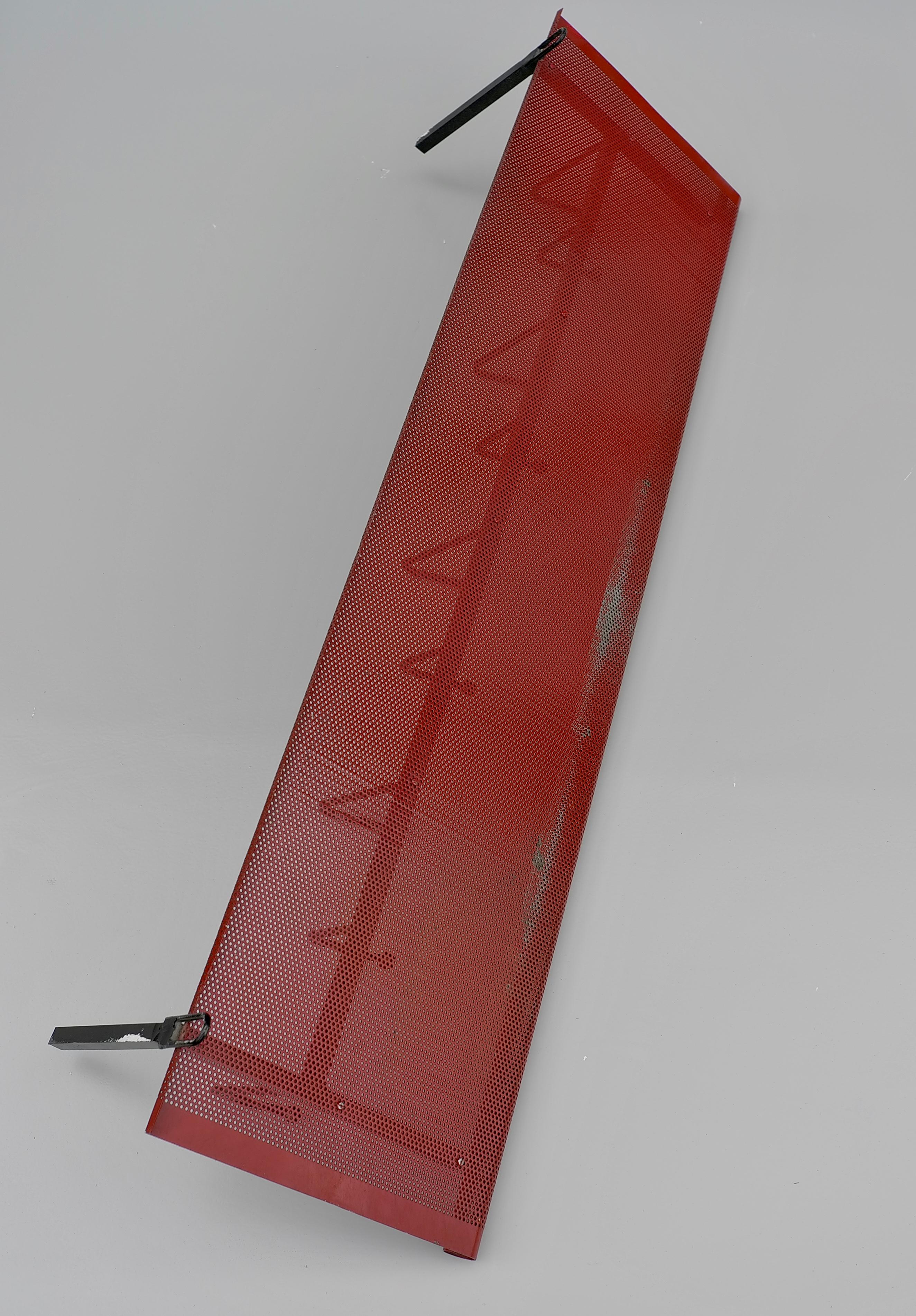 Mathieu Matégot Red and black Wall-Mounted Coat Rack, 1950s In Good Condition For Sale In Den Haag, NL
