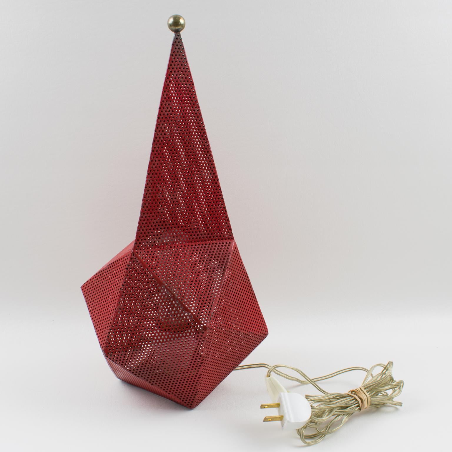Mid-Century Modern Mathieu Mategot Red Metal Baghdad Lamp
