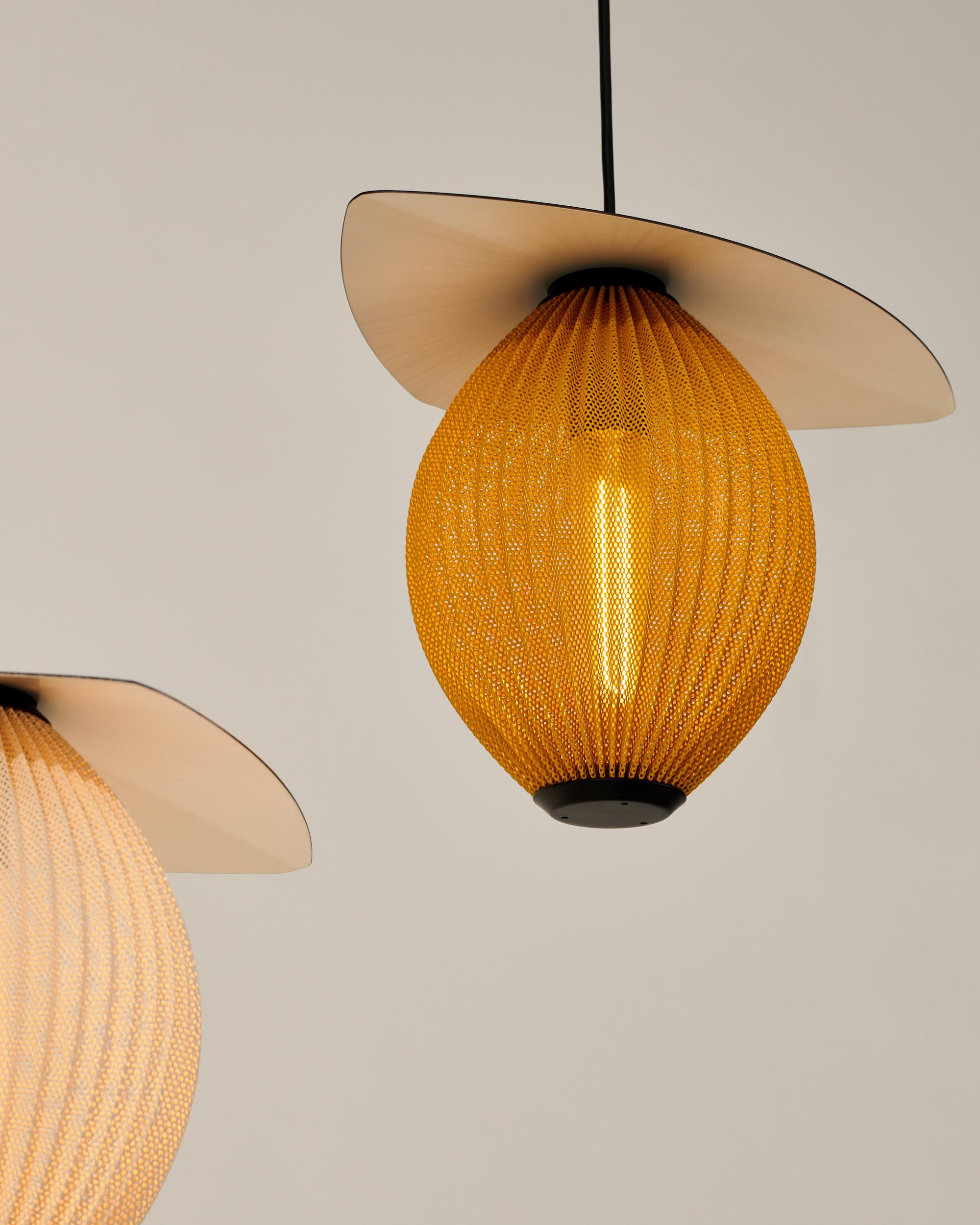 Powder-Coated Mathieu Matégot 'Satellite' Outdoor Metal Pendant for Gubi in Cream For Sale