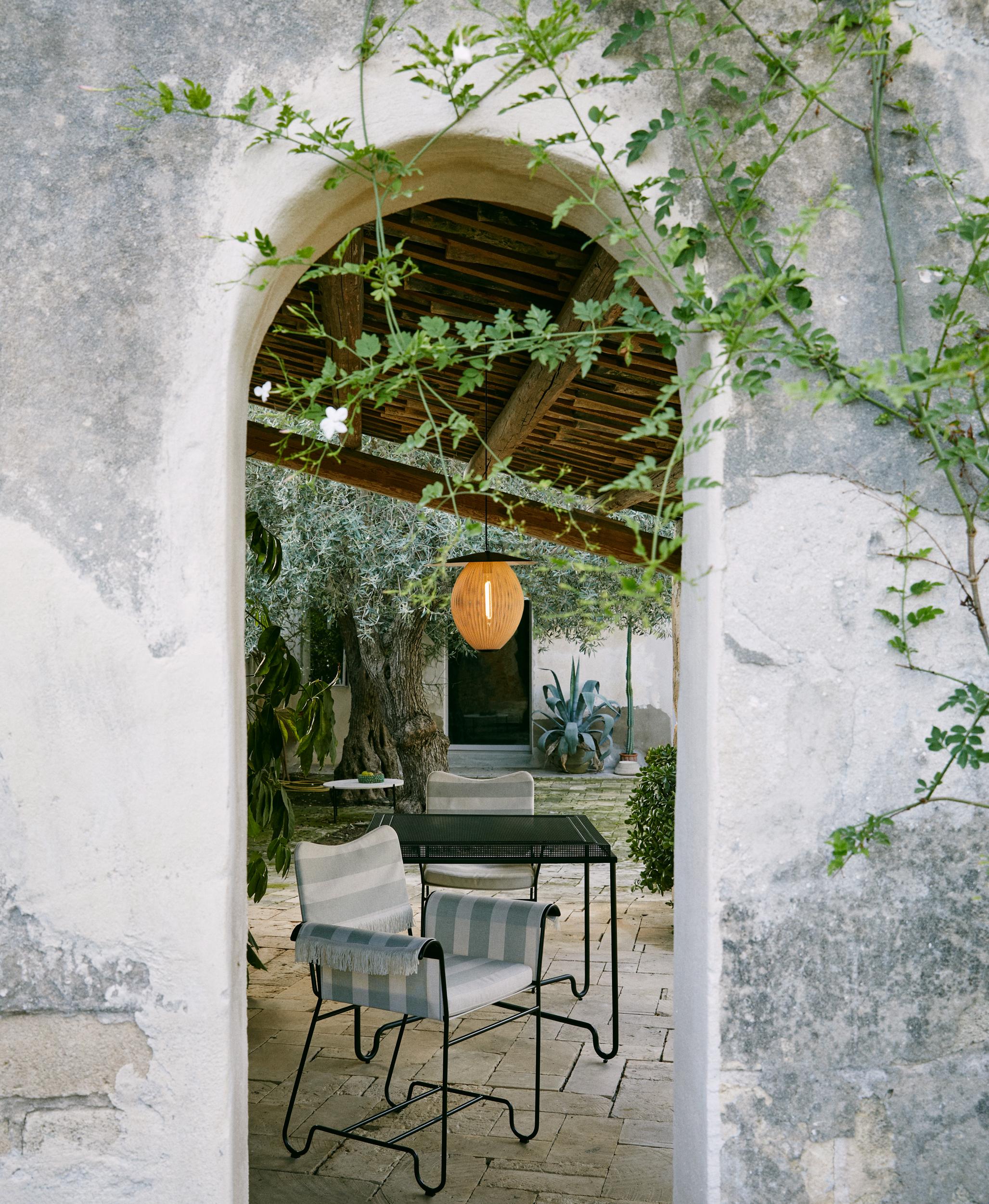 Mathieu Matégot 'Satellite' Outdoor Metal Pendant for GUBI in Mustard For Sale 2