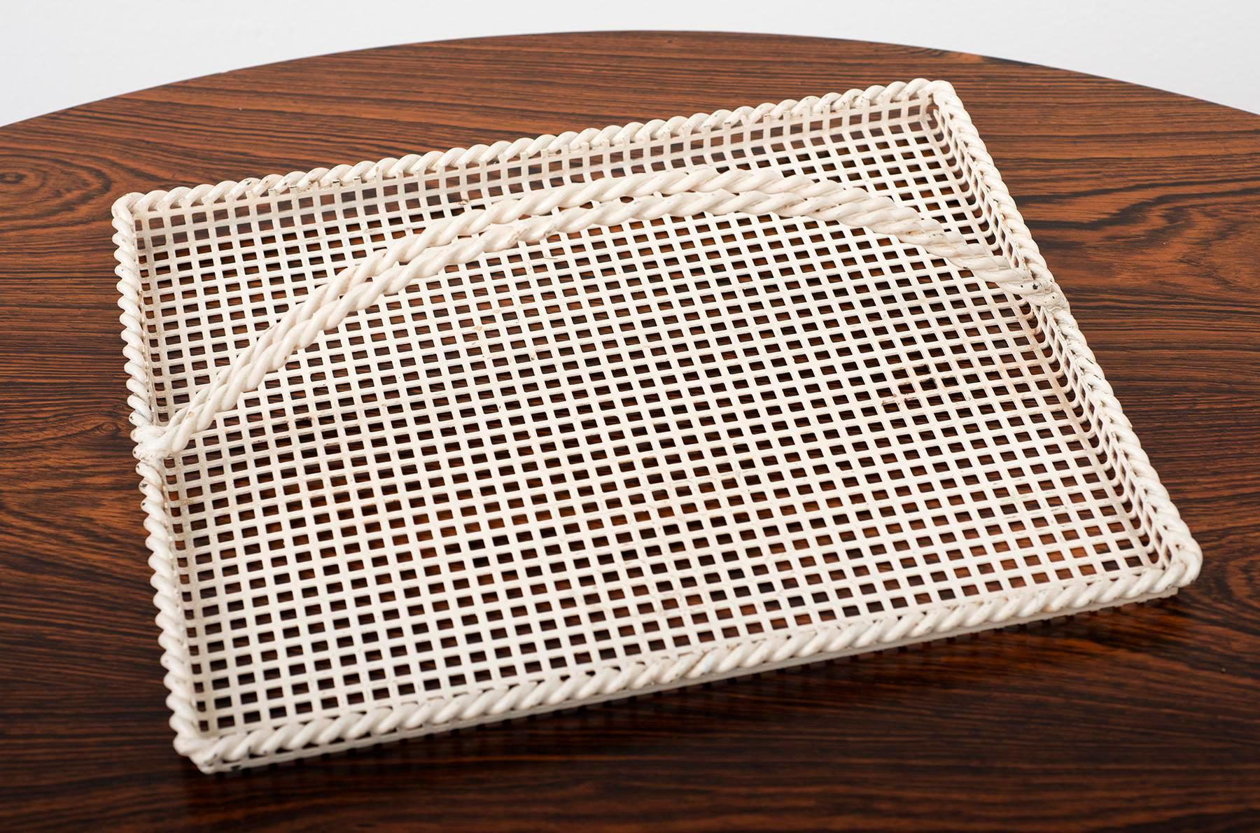 Mid-Century Modern Mathieu Matégot Serving Tray in Enameled Perforated Metal, France, 1950s