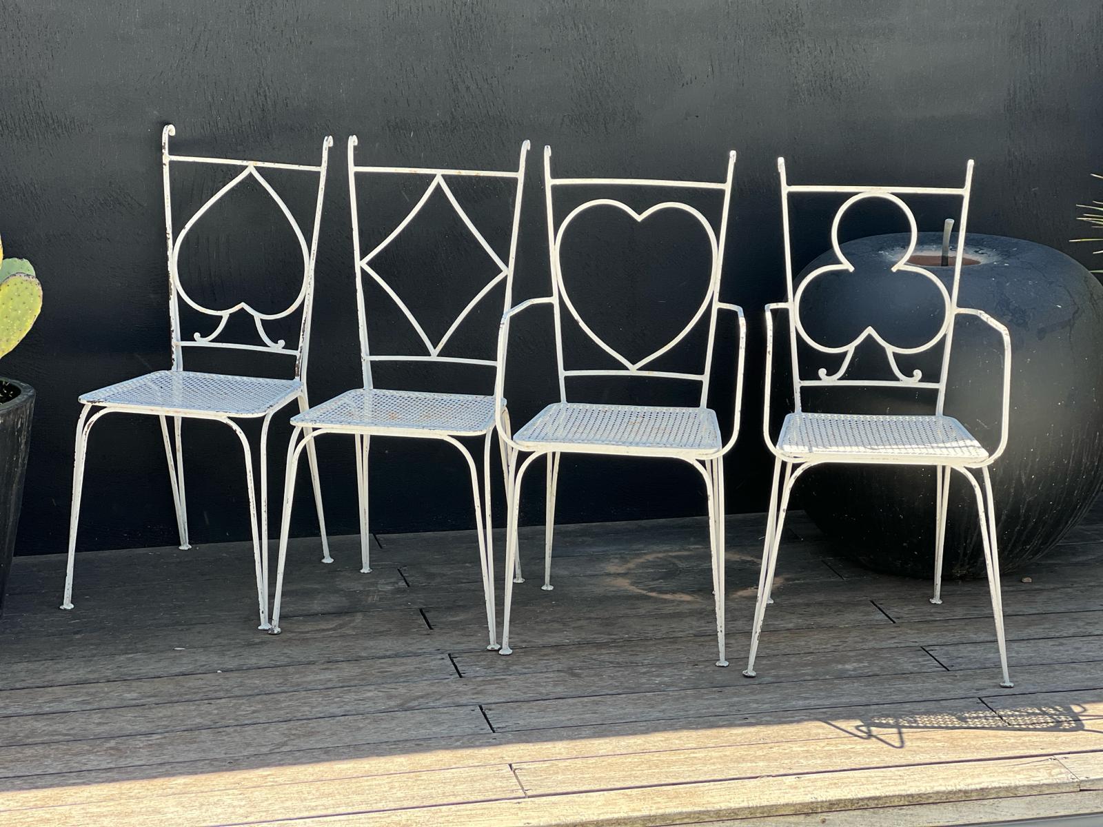Mathieu Matégot Set of 2 chairs and 2 armchairs in perforated metal 1950 For Sale 4