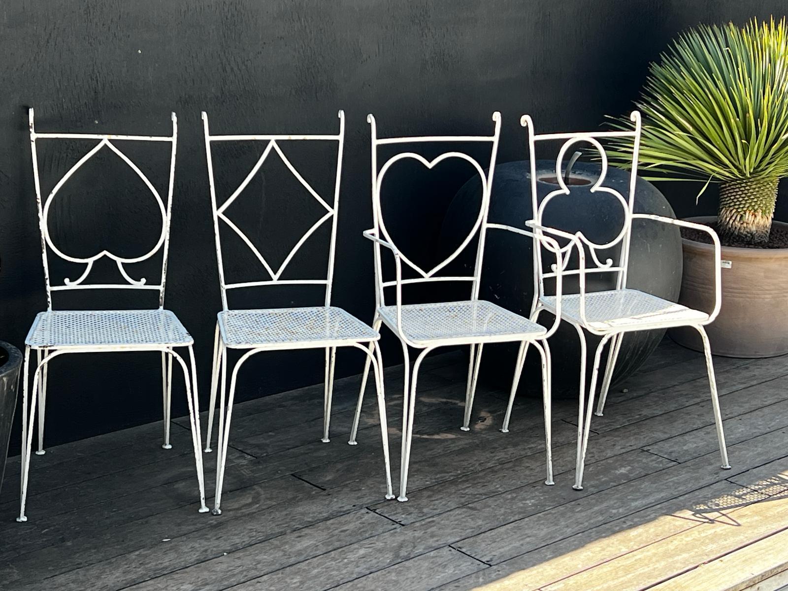 Mathieu Matégot Set of 2 chairs and 2 armchairs in perforated metal 1950 For Sale 5