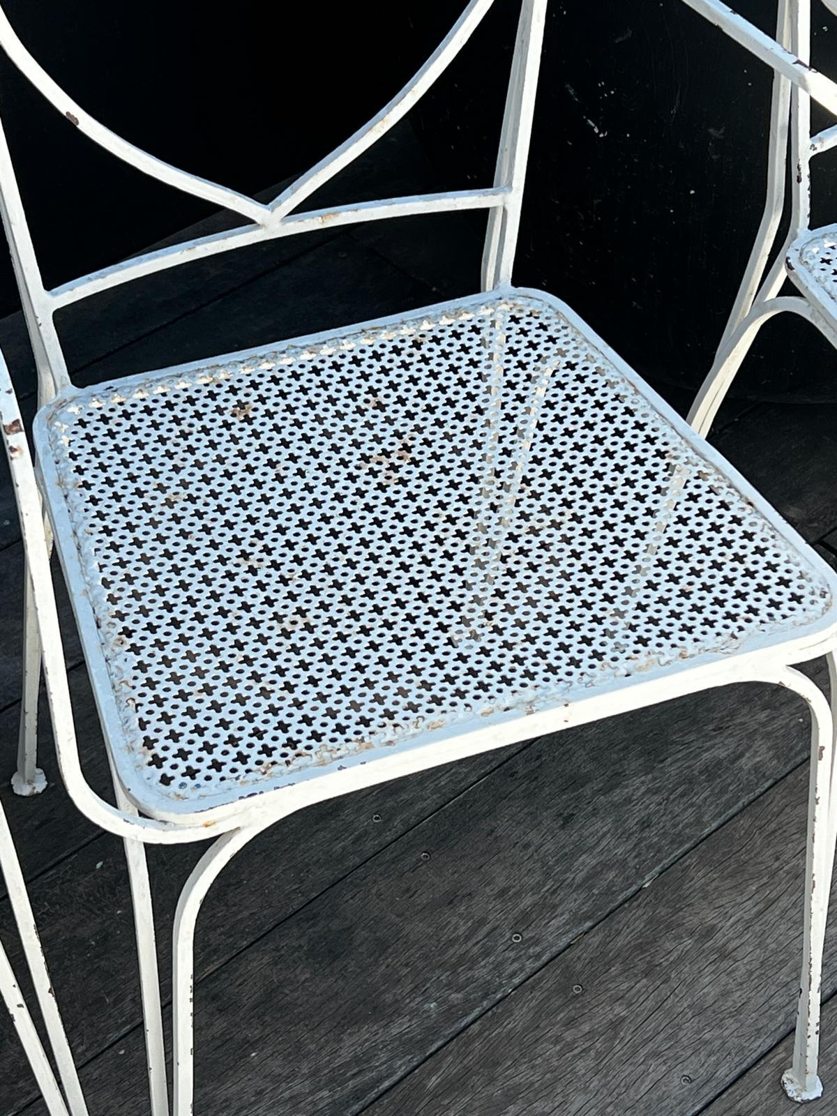 Mathieu Matégot Set of 2 chairs and 2 armchairs in perforated metal 1950 For Sale 6