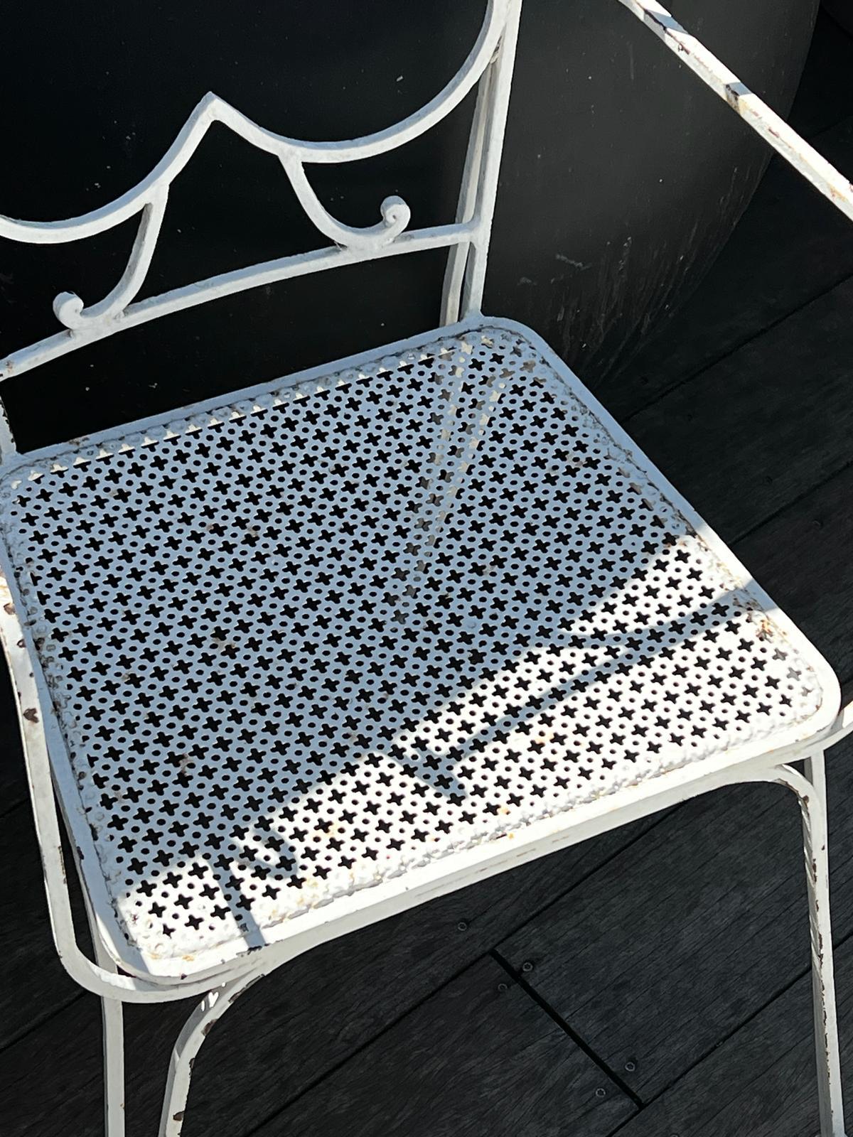 Mathieu Matégot Set of 2 chairs and 2 armchairs in perforated metal 1950 For Sale 7