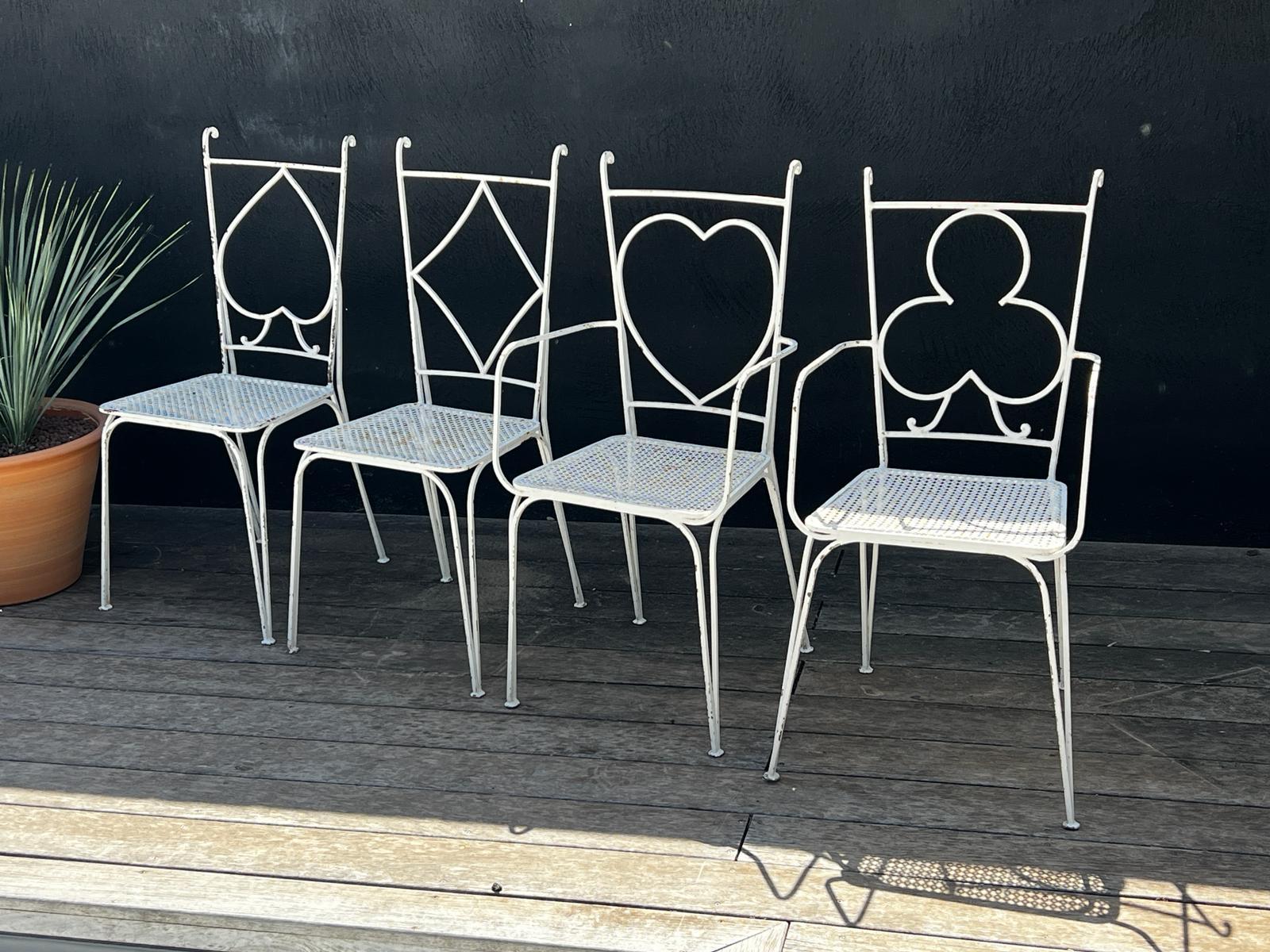 Mathieu Matégot Set of 2 chairs and 2 armchairs in wrought iron 1950 from the 