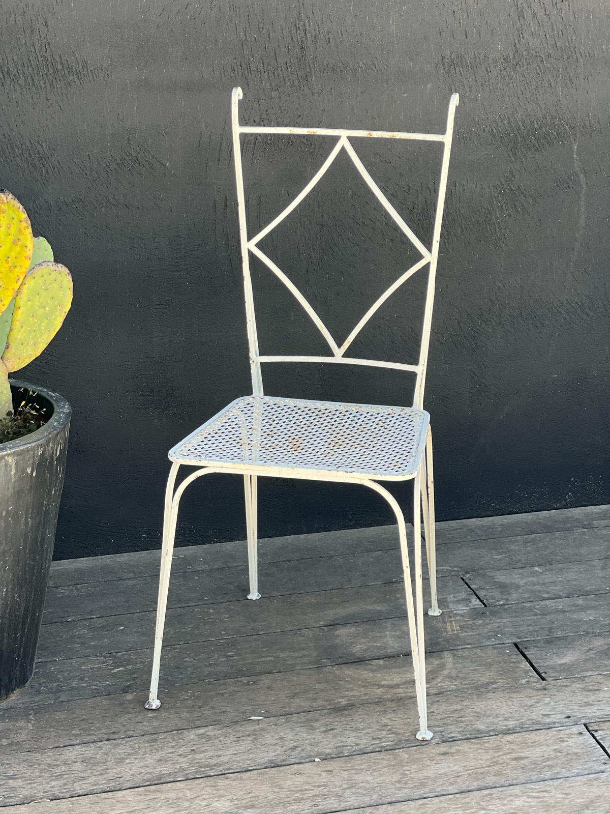 Wrought Iron Mathieu Matégot Set of 2 chairs and 2 armchairs in perforated metal 1950 For Sale