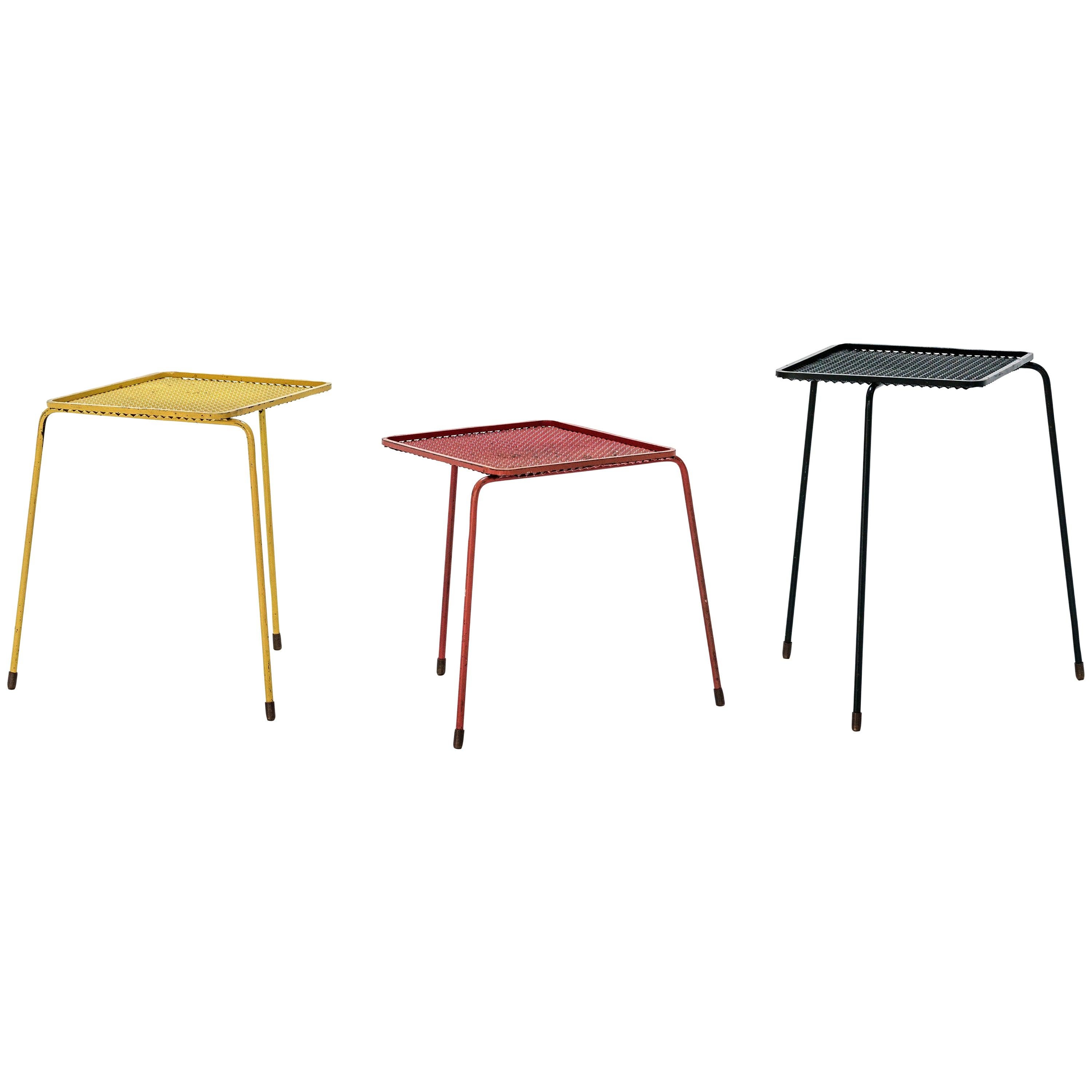 Mathieu Matégot Set of Three Soumba Nesting Table, circa 1950, France