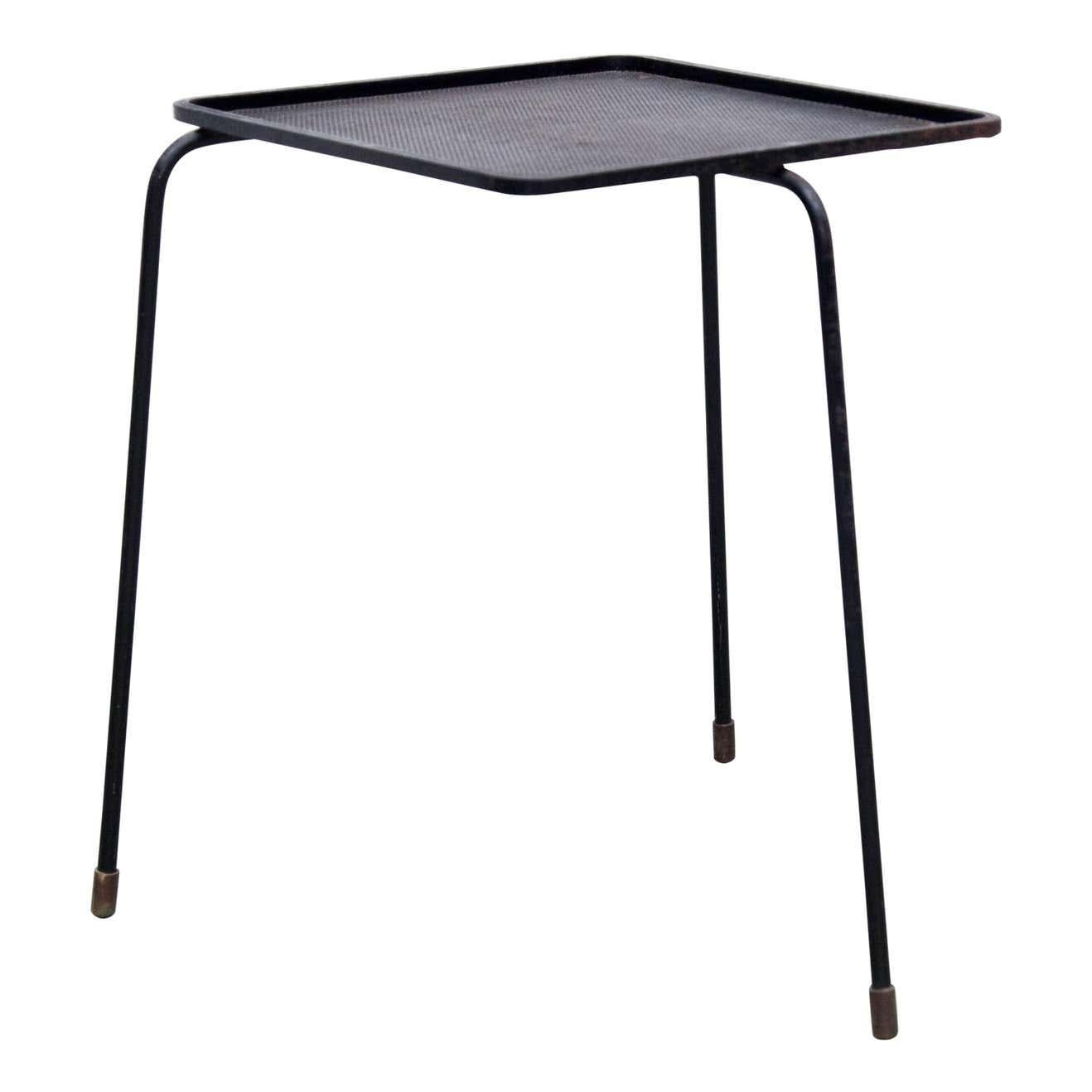 Mathieu Matégot Soumba Mid-Century Modern Black Lacquered Metal Table 5