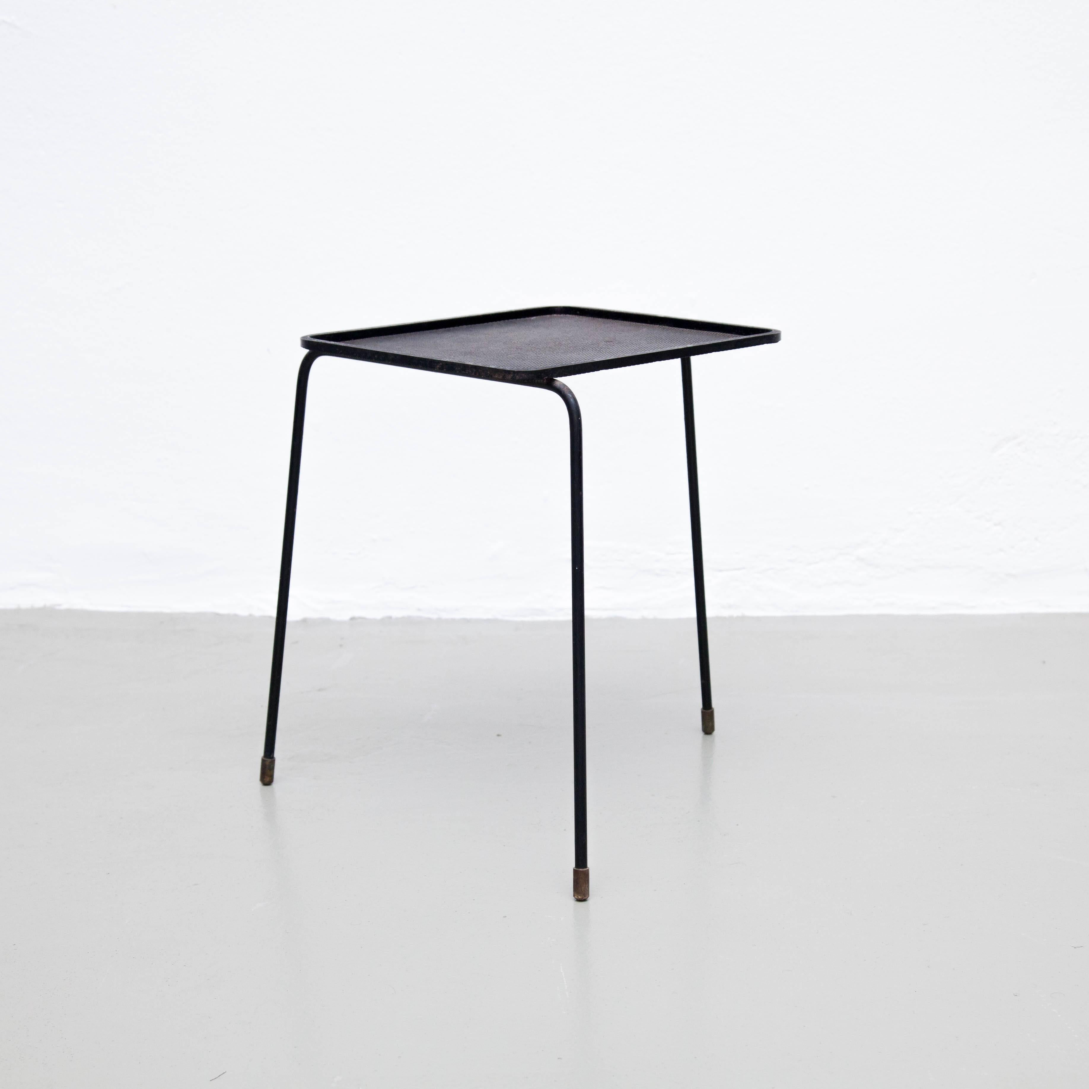 French Mathieu Matégot Soumba Mid-Century Modern Black Lacquered Metal Table