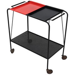 Mathieu Matégot Style Bar Cart by Pilastro with Removable Trays