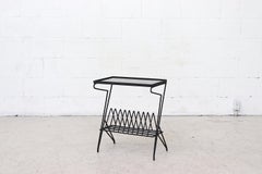 Mathieu Mategot Style Black Enameled Side Table