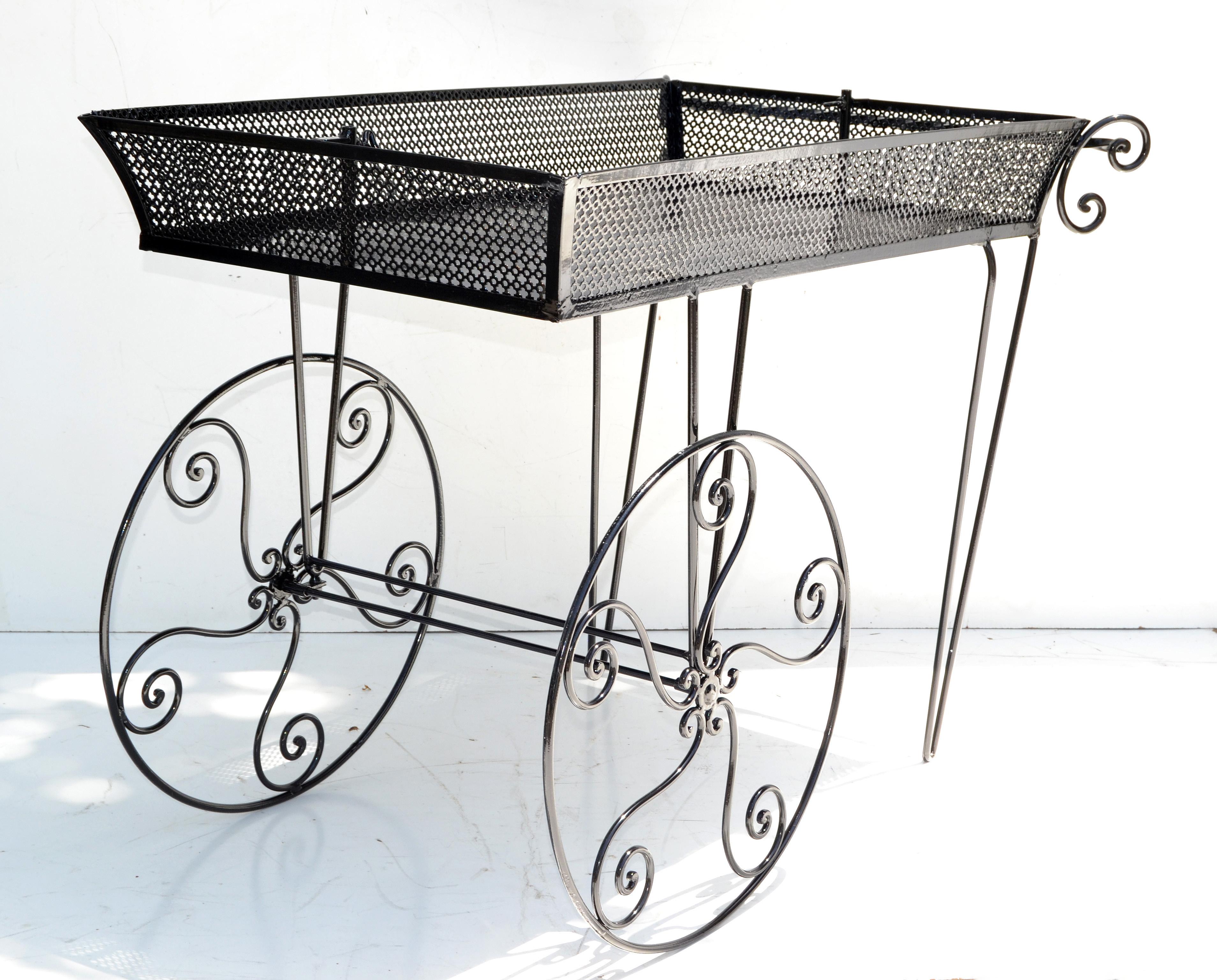metal flower cart on wheels