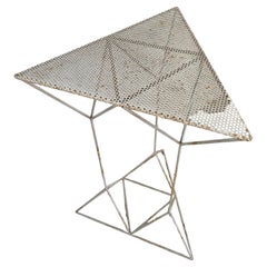 Mathieu Matégot-Style Enameled Perforated Steel Triangular Table