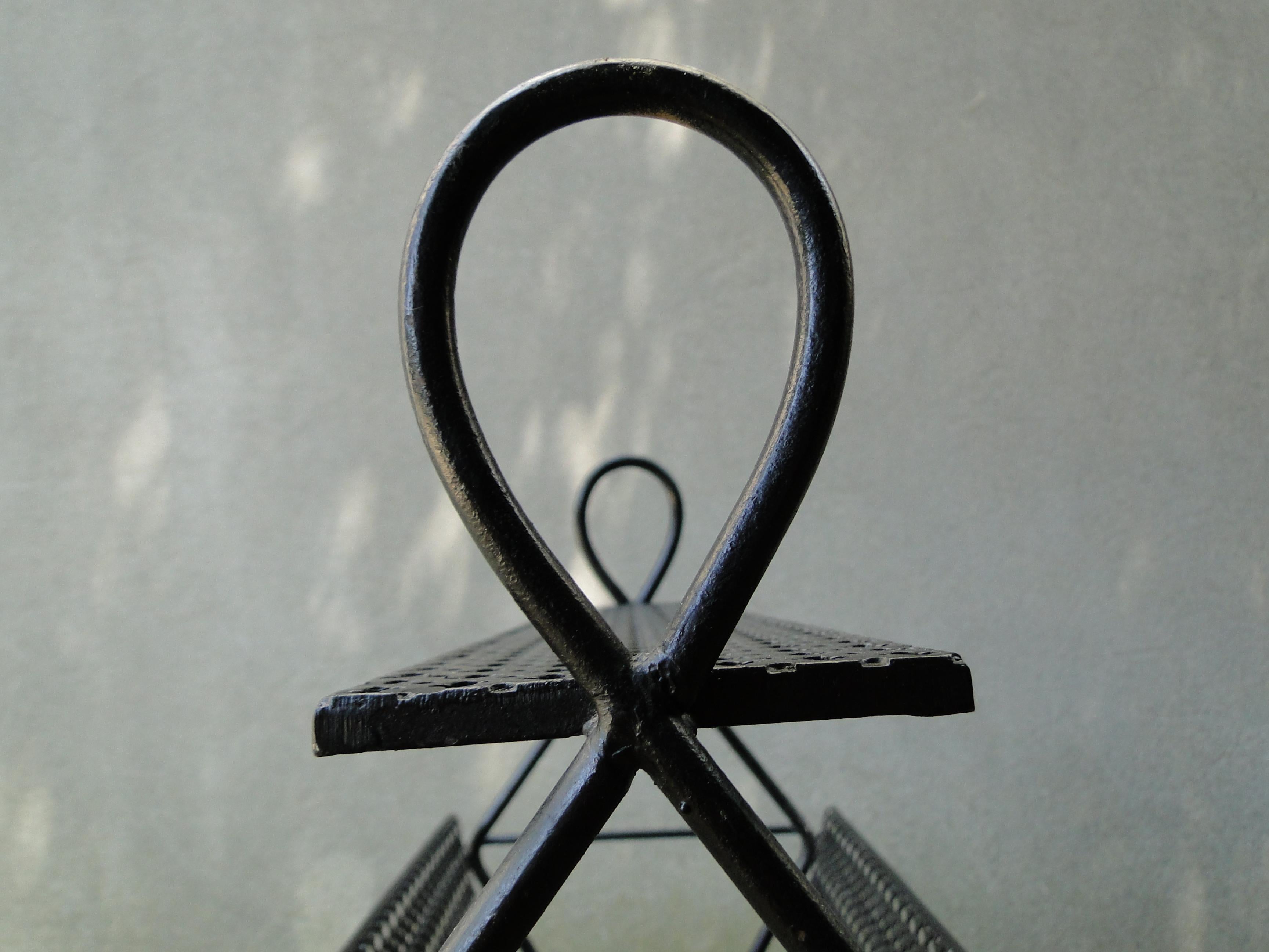 Mathieu Mategot Style Magazine Holder Rack Black Metal France For Sale 5