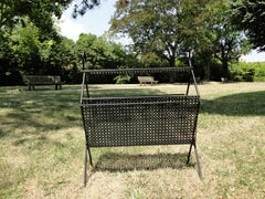 Mathieu Mategot Style Magazine Holder Rack Black Metal France