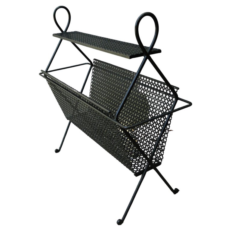 Mathieu Mategot Style Magazine Holder Rack Black Metal France For Sale ...