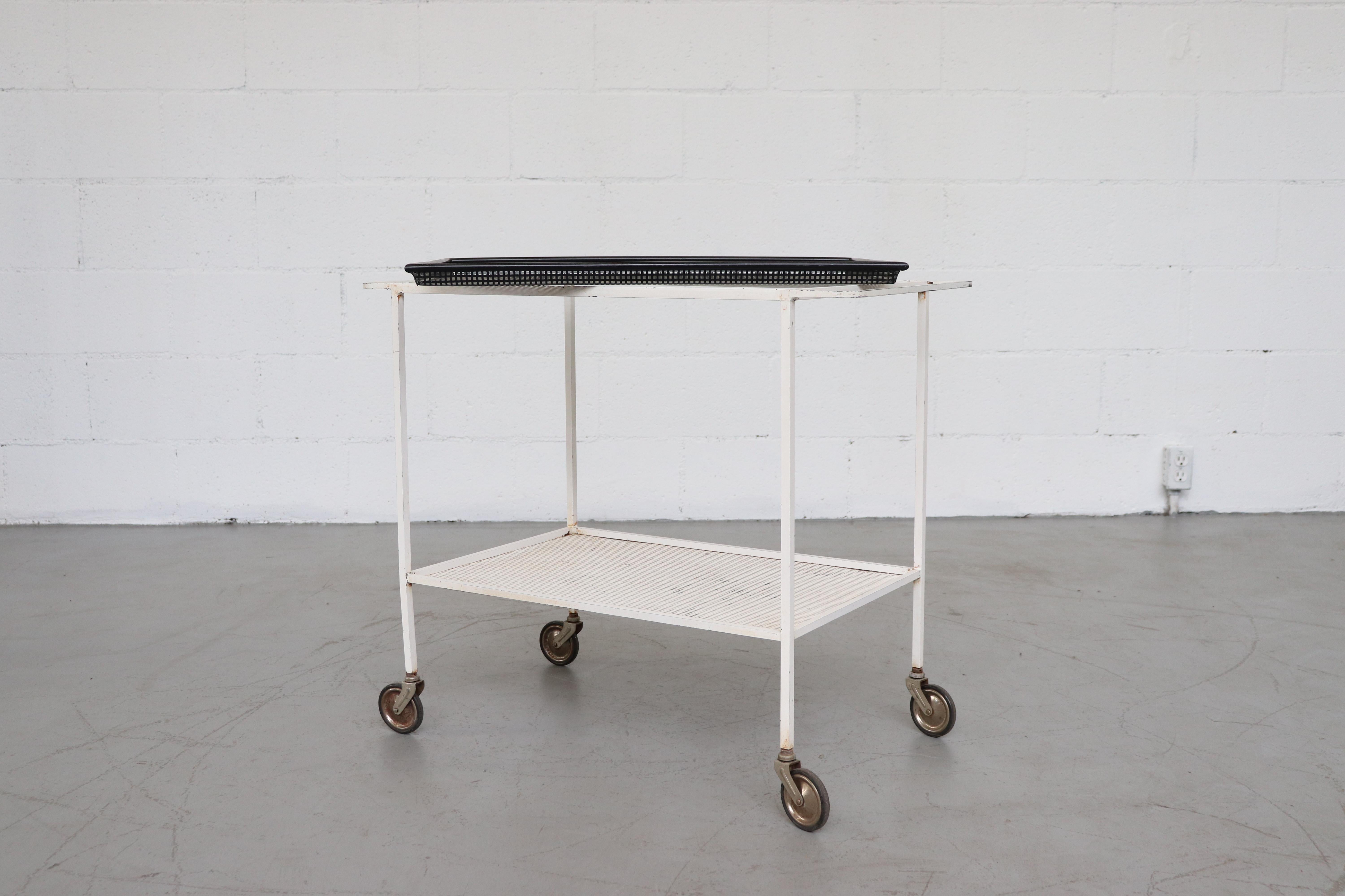 Mid-Century Modern Mathieu Mategot Style Metal Bar Cart by Pilastro