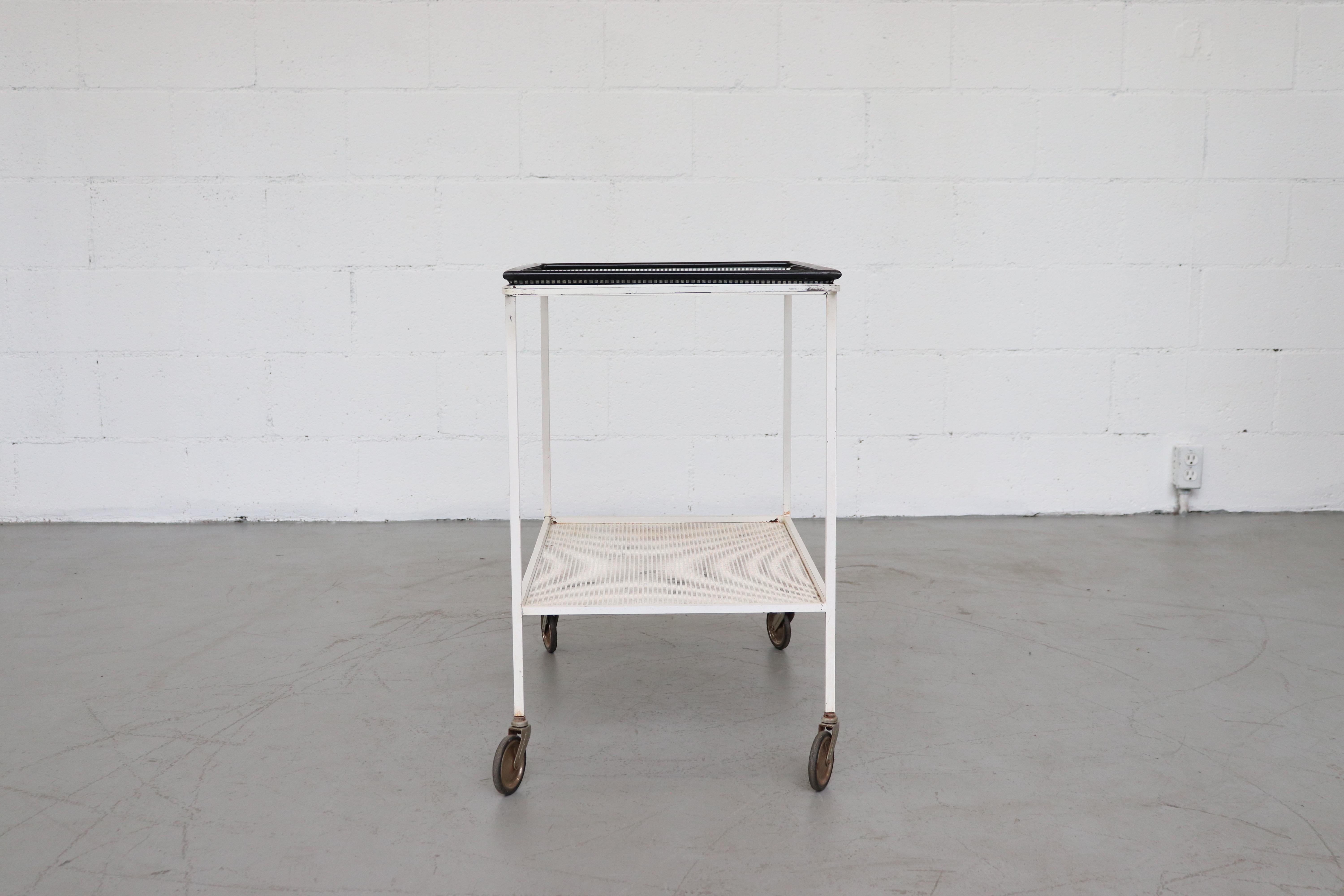 Mathieu Mategot Style Metal Bar Cart by Pilastro In Good Condition In Los Angeles, CA