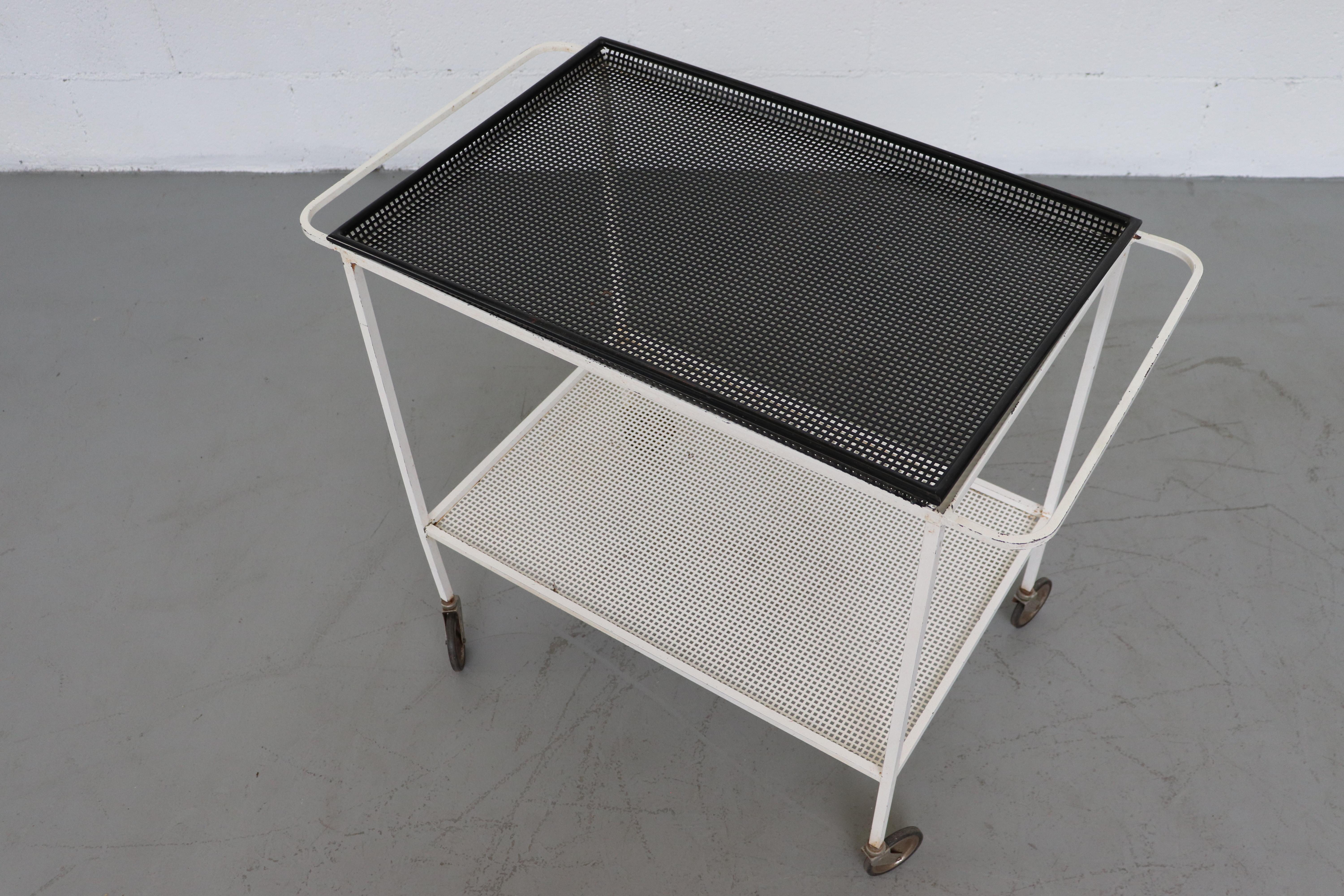 Mid-20th Century Mathieu Mategot Style Metal Bar Cart by Pilastro