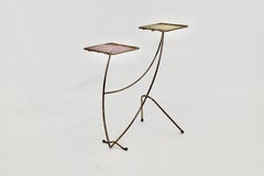 Mathieu Matégot Style Mid-Century Modern Yellow Pink Flower Stand, 1950s, France