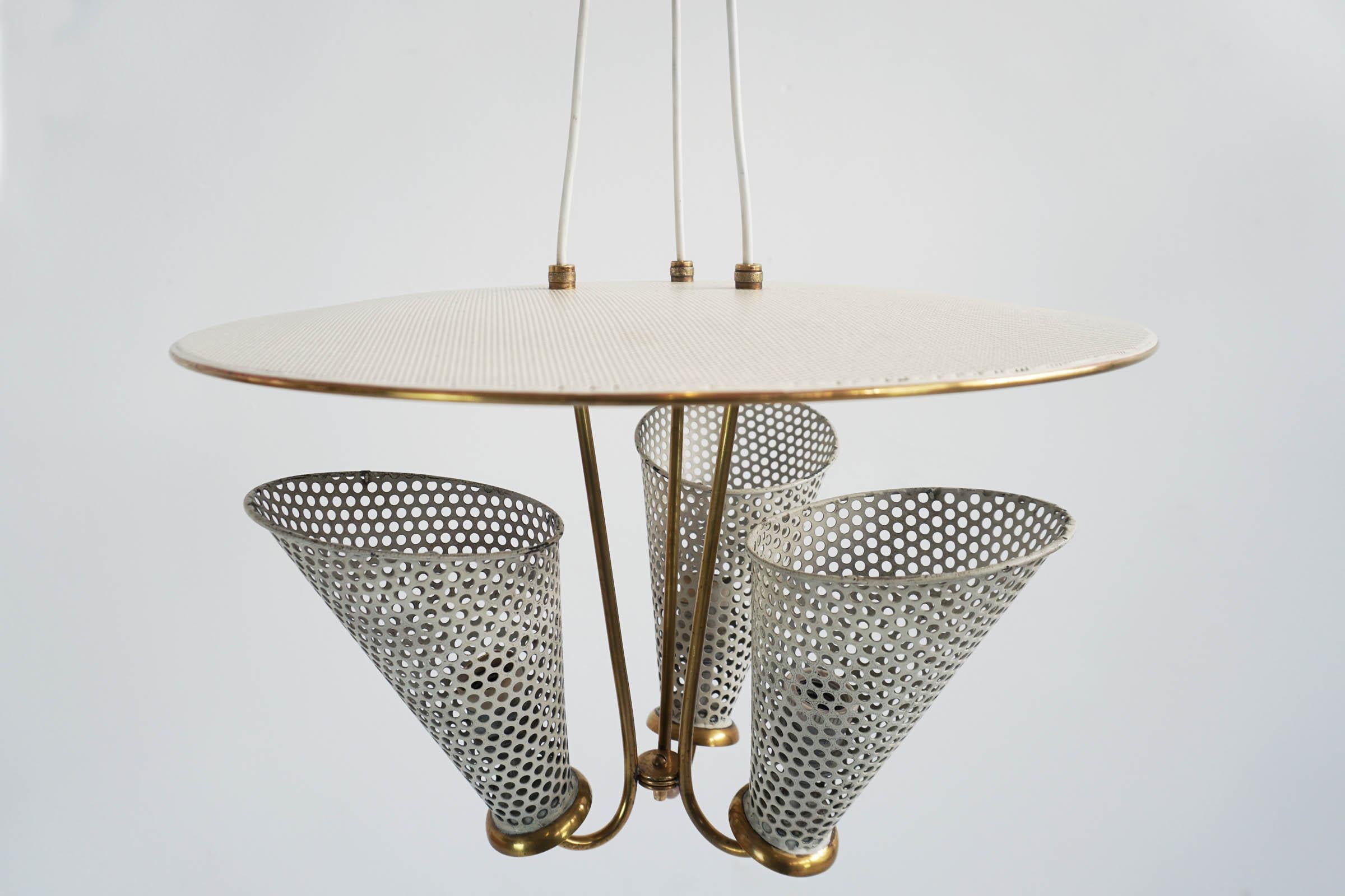 Mid-Century Modern Mathieu Mategot Style Pendant Lamp For Sale