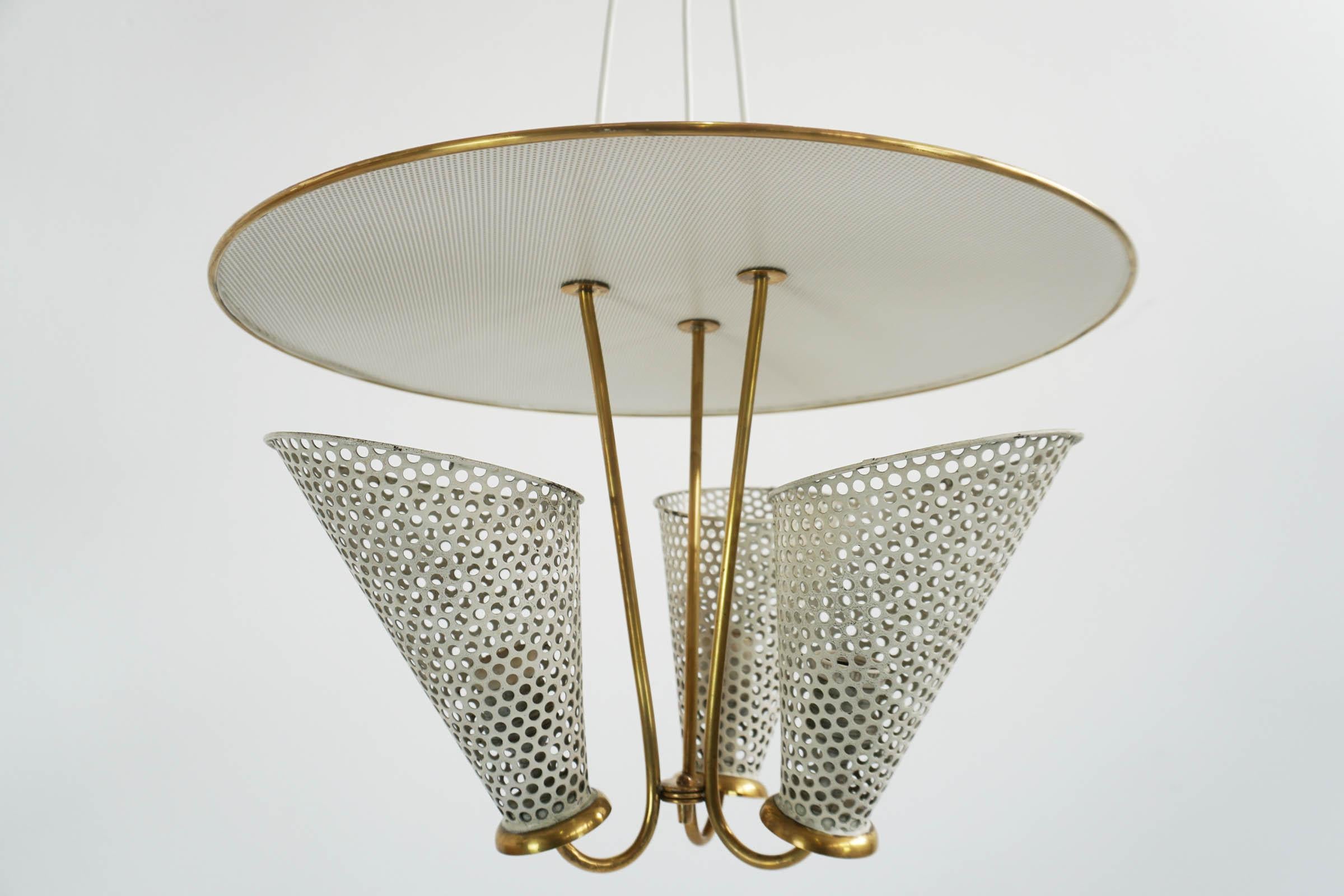 French Mathieu Mategot Style Pendant Lamp For Sale