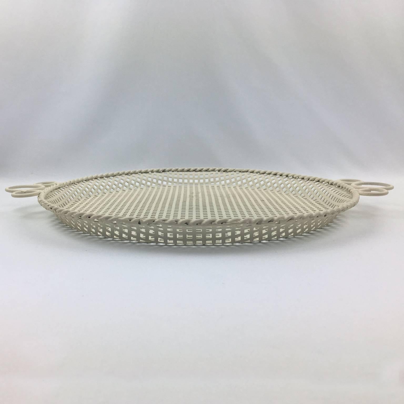 French Mathieu Mategot Style Perforated Metal Barware Serving Tray