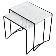 Mathieu Mategot Style Perforated Metal Nesting Tables by Artimeta