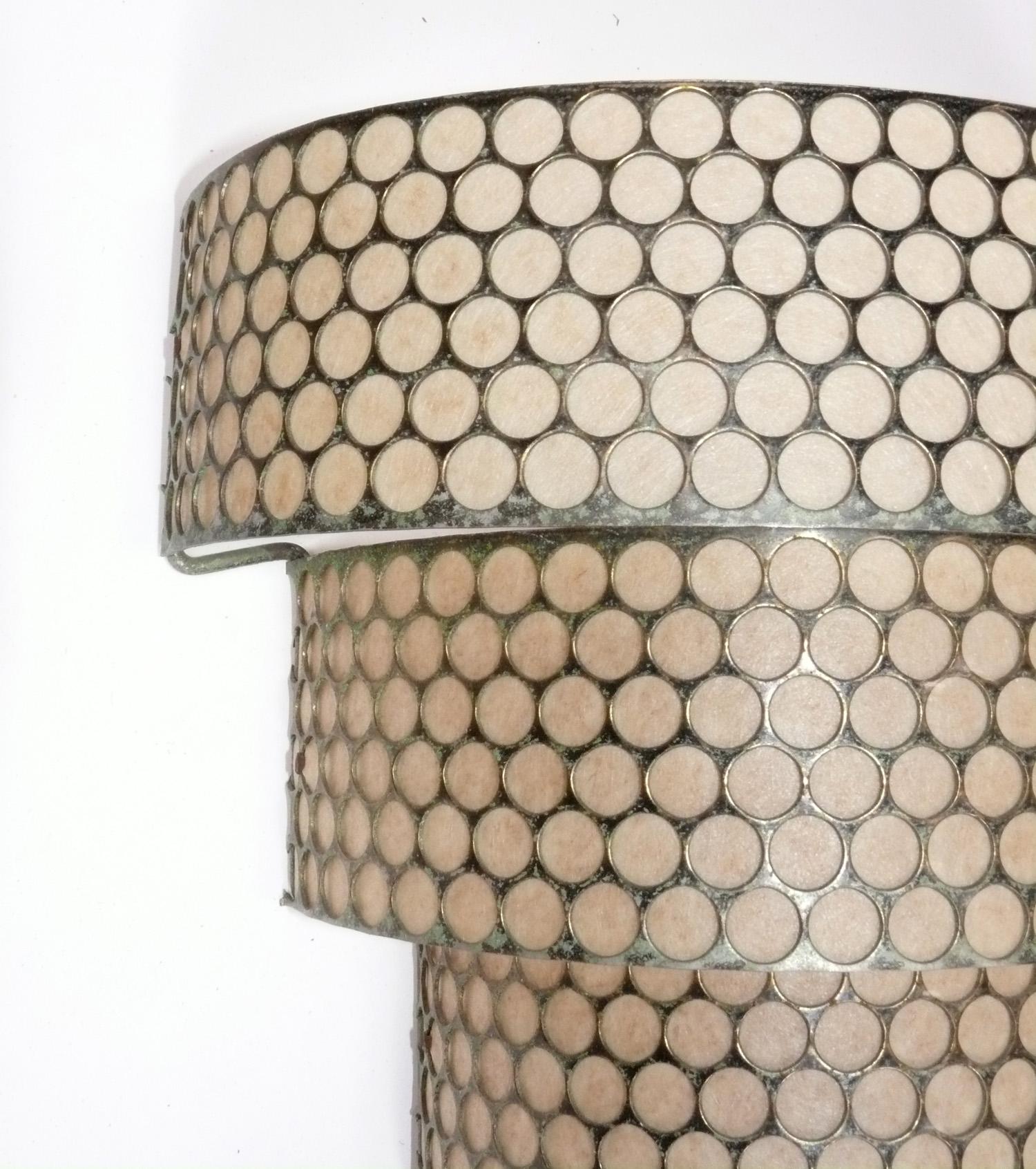 Mid-20th Century Mathieu Mategot Style Perforated Metal Sconces or Wall Lights