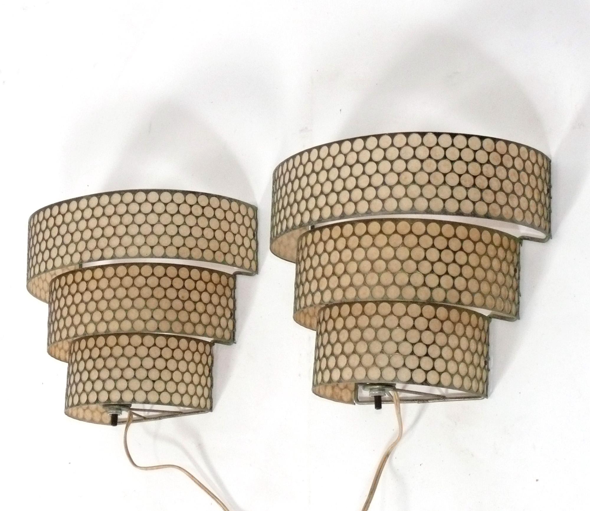 Mathieu Mategot Style Perforated Metal Sconces or Wall Lights 2