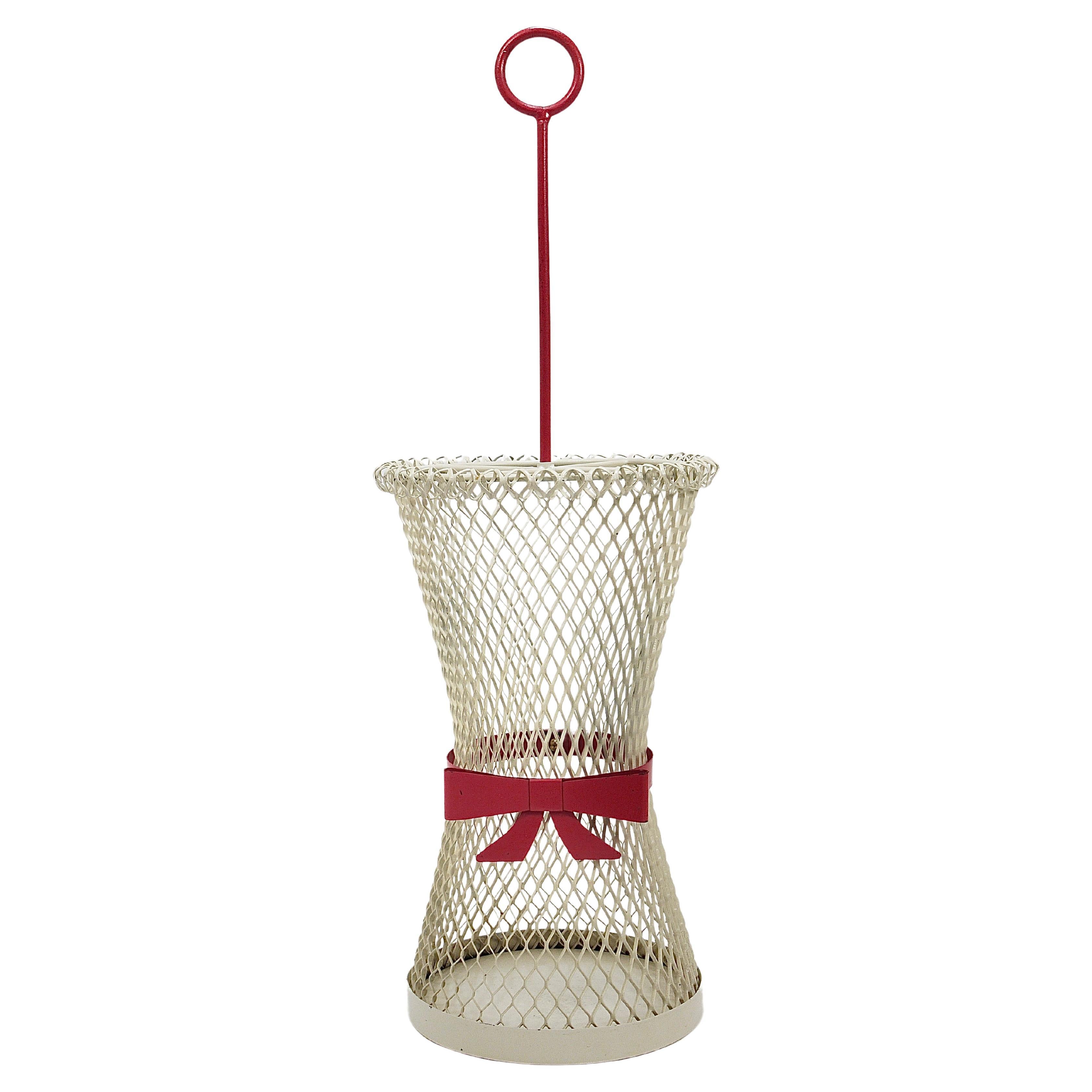Mathieu Matégot Style Tie Bow Umbrella Stand, Mid-Century, Metal, France, 1950s