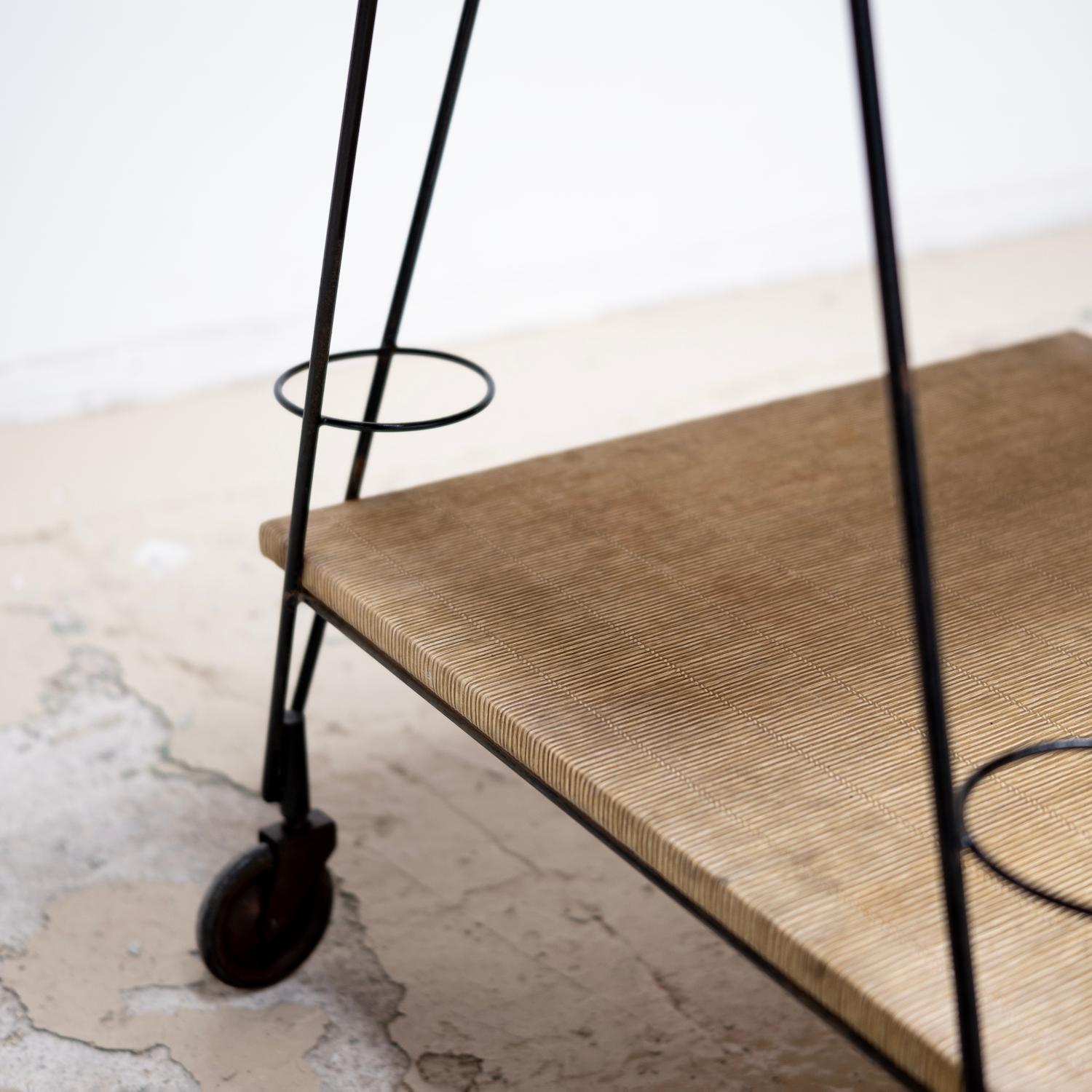 Mathieu Matégot style Trolley with Wood Top For Sale 5