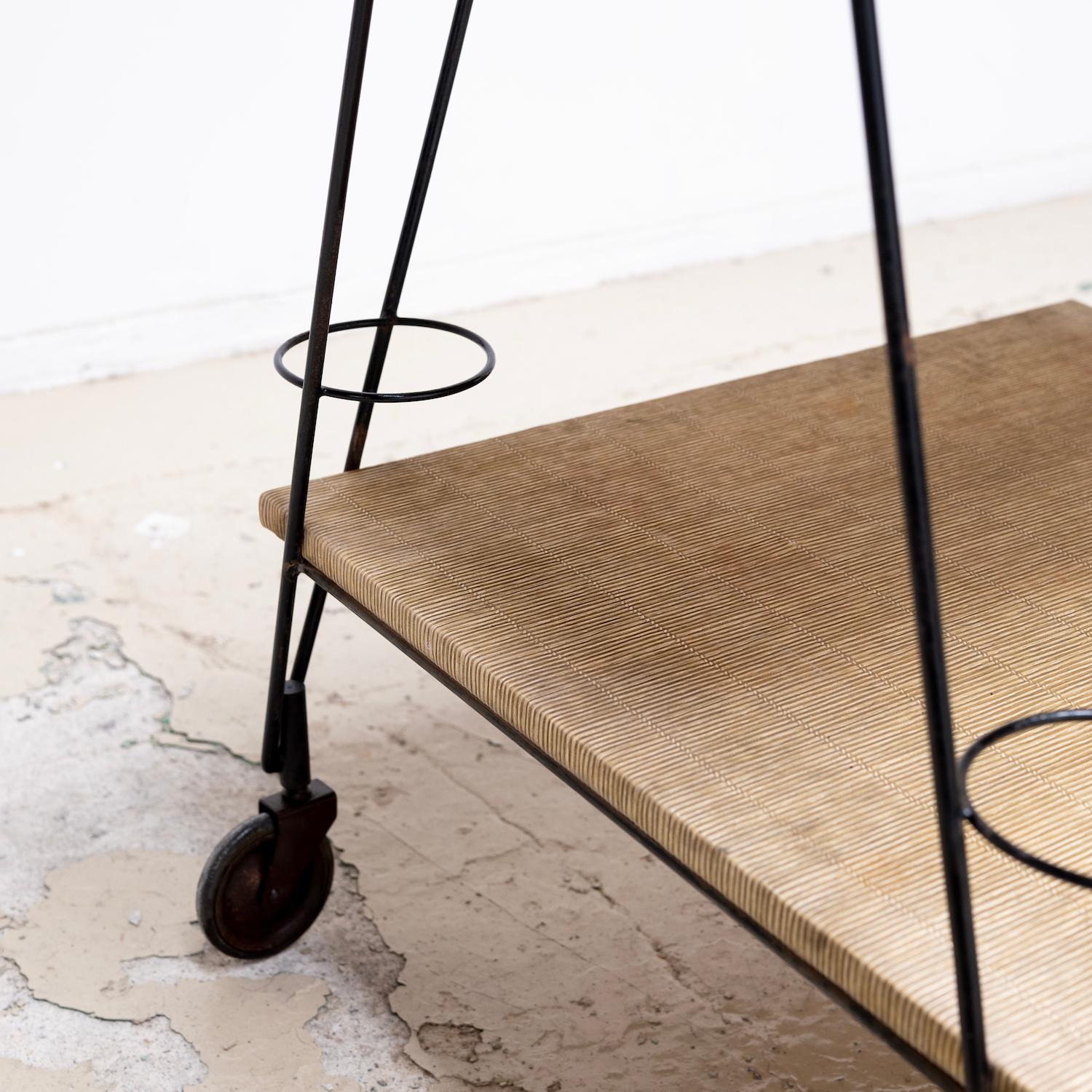 Mathieu Matégot style Trolley with Wood Top For Sale 6