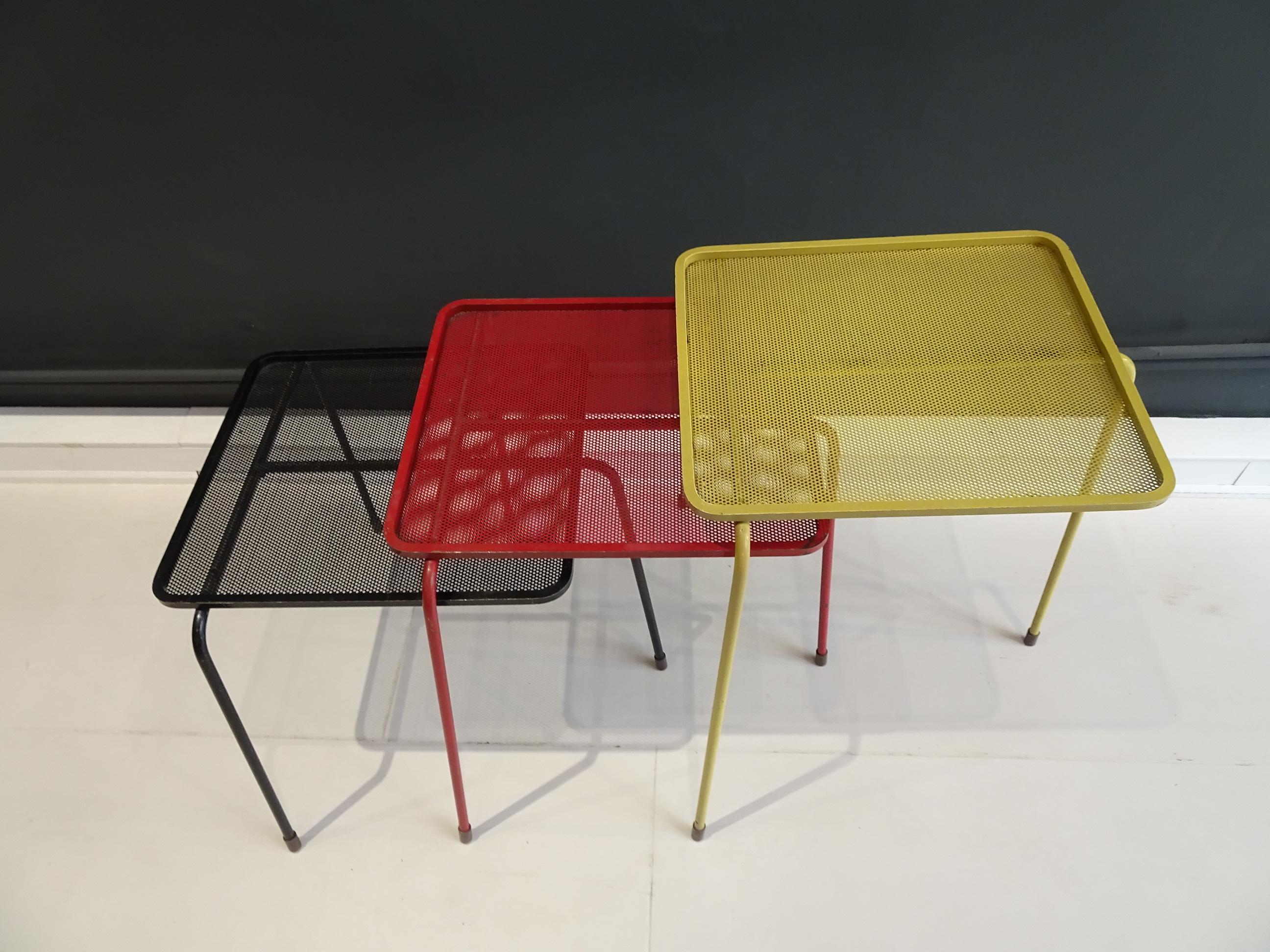 Mathieu Matégot Suite of Three Nesting Tables Model «Soumba» 2