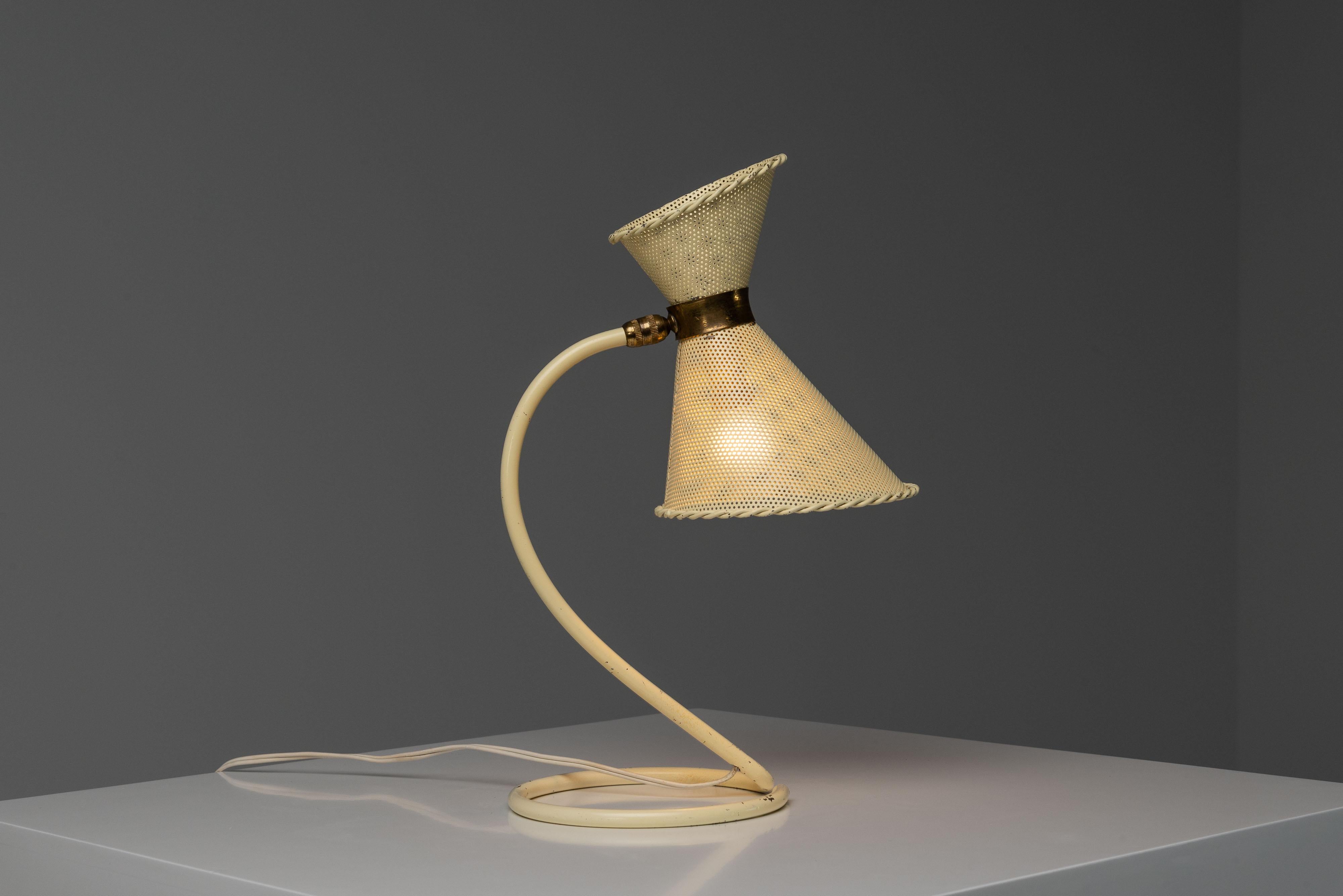 French Mathieu Matégot table lamp made in France 1950 For Sale