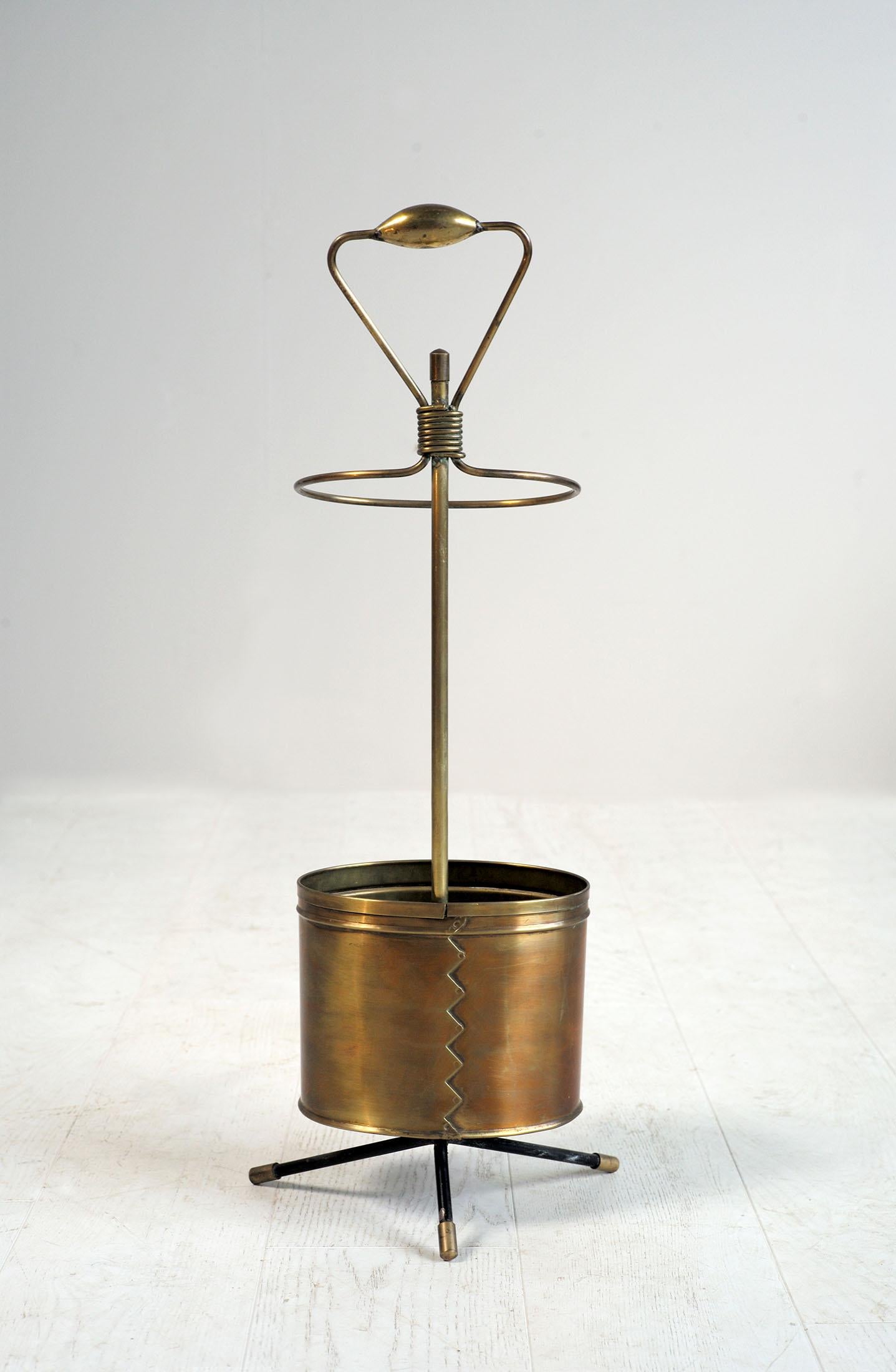 European Mathieu Matégot, Umbrella Stand in Golden Brass, France, 1960 For Sale