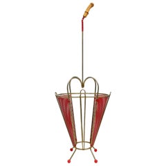 Mathieu Matégot Umbrella Stand Red Brass Midcentury Vintage, 1950s