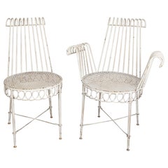 Chaise "CAP D'AIL" blanche de Mathieu Matégot & Ensemble de fauteuils:: France:: années 1950