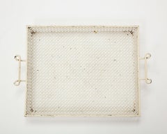 Mathieu Mategot White Lacquer Perforated Serving Tray, France, 1950