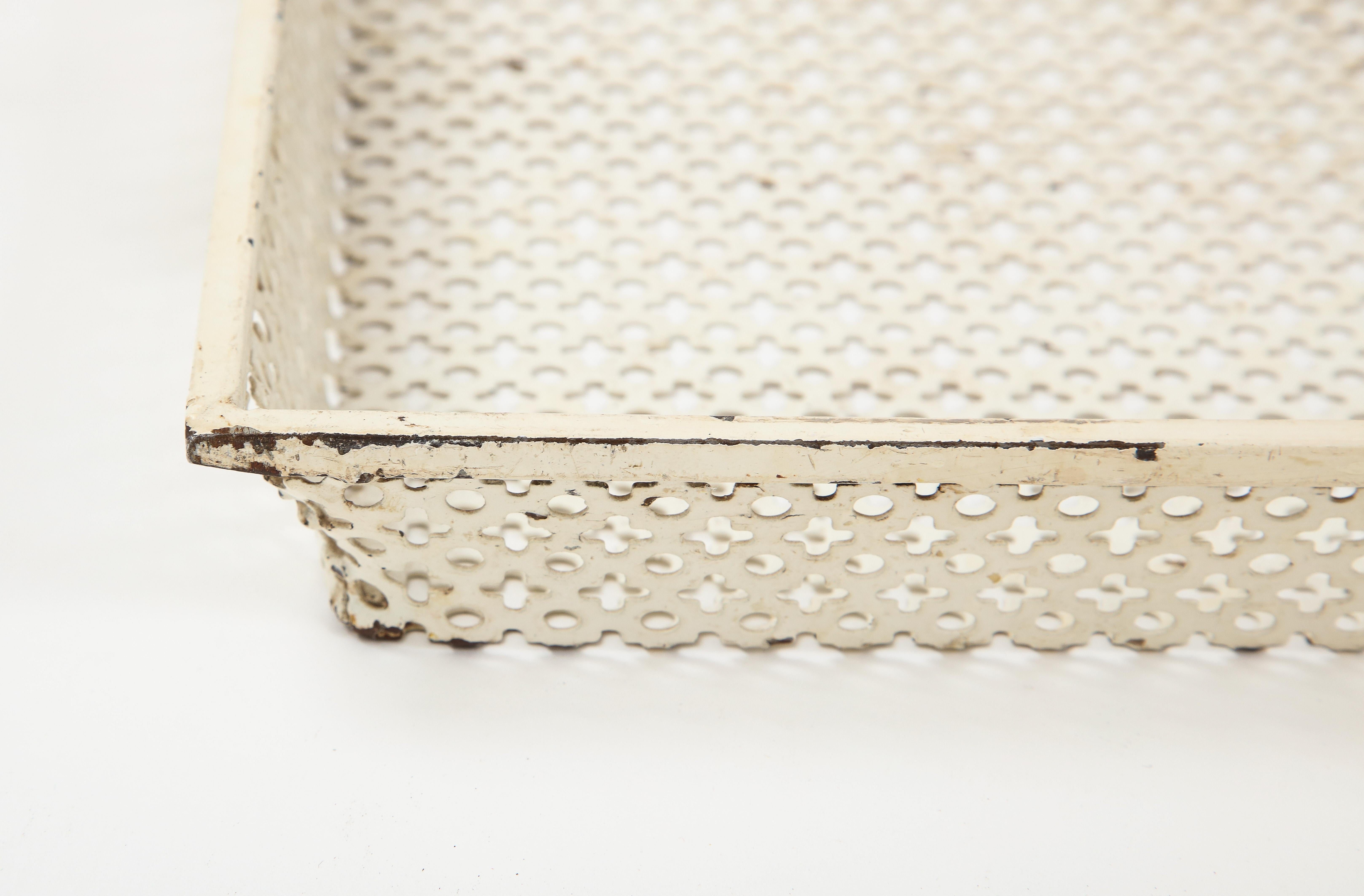 Mathieu Mategot White Lacquer Perforated Serving Tray, France, 1950 1