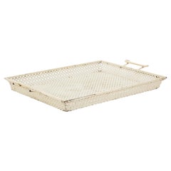 Retro Mathieu Mategot White Lacquer Perforated Serving Tray, France, 1950