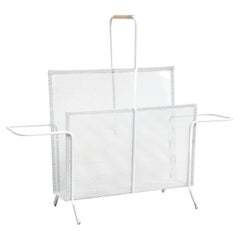 Mathieu Matégot White Lacquered Metal Magazine Holder, circa 1950