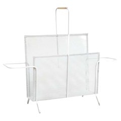Mathieu Matégot White Lacquered Metal Magazine Holder, circa 1950