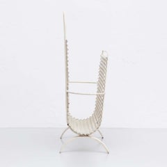 Mathieu Matégot White Metal Magazine Holder, Mid-Century Modern, 1950