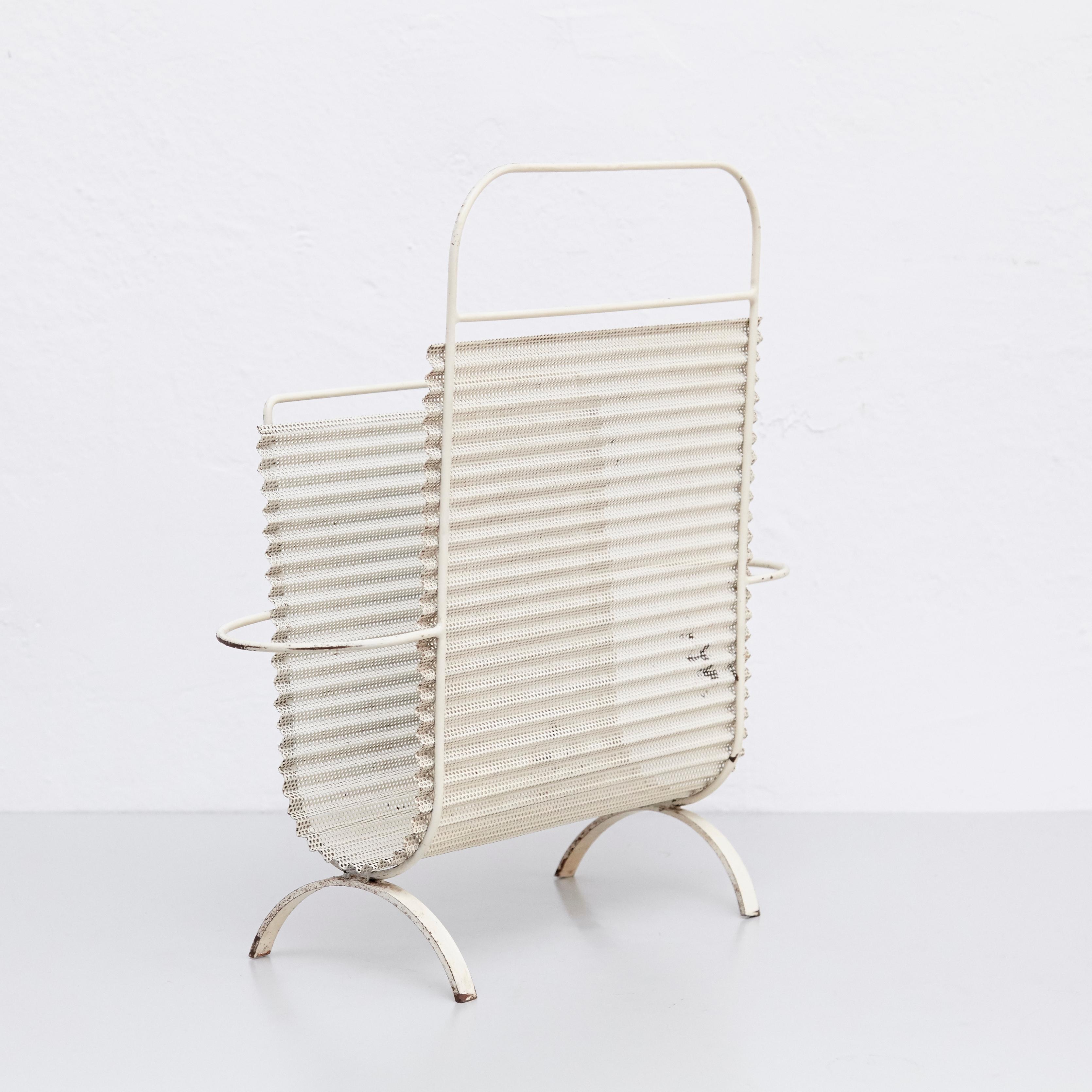 French Mathieu Matégot White Magazine Holder, circa 1950