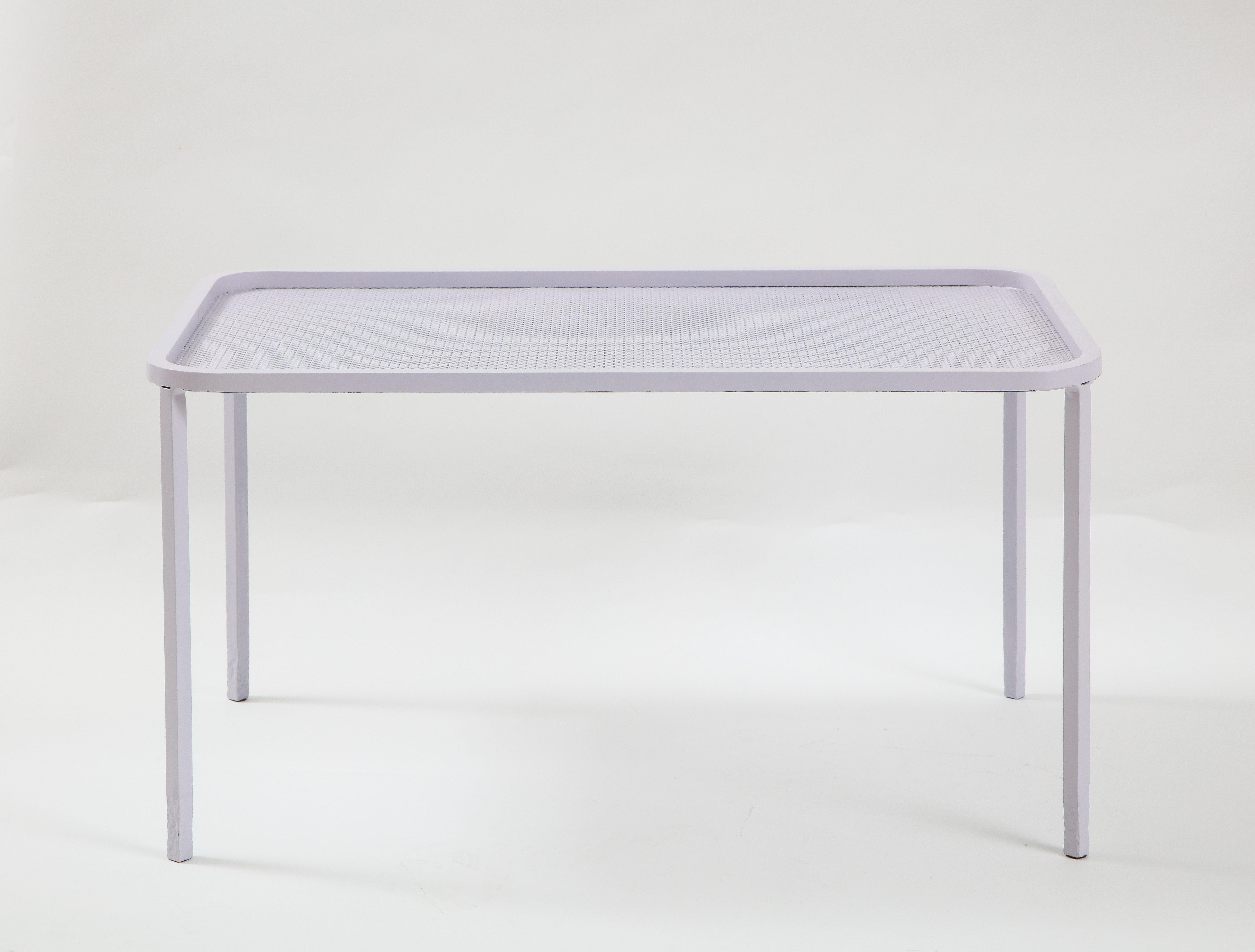 Mid-Century Modern Mathieu Matégot White Rectangular Perforated Metal Coffee Table For Sale