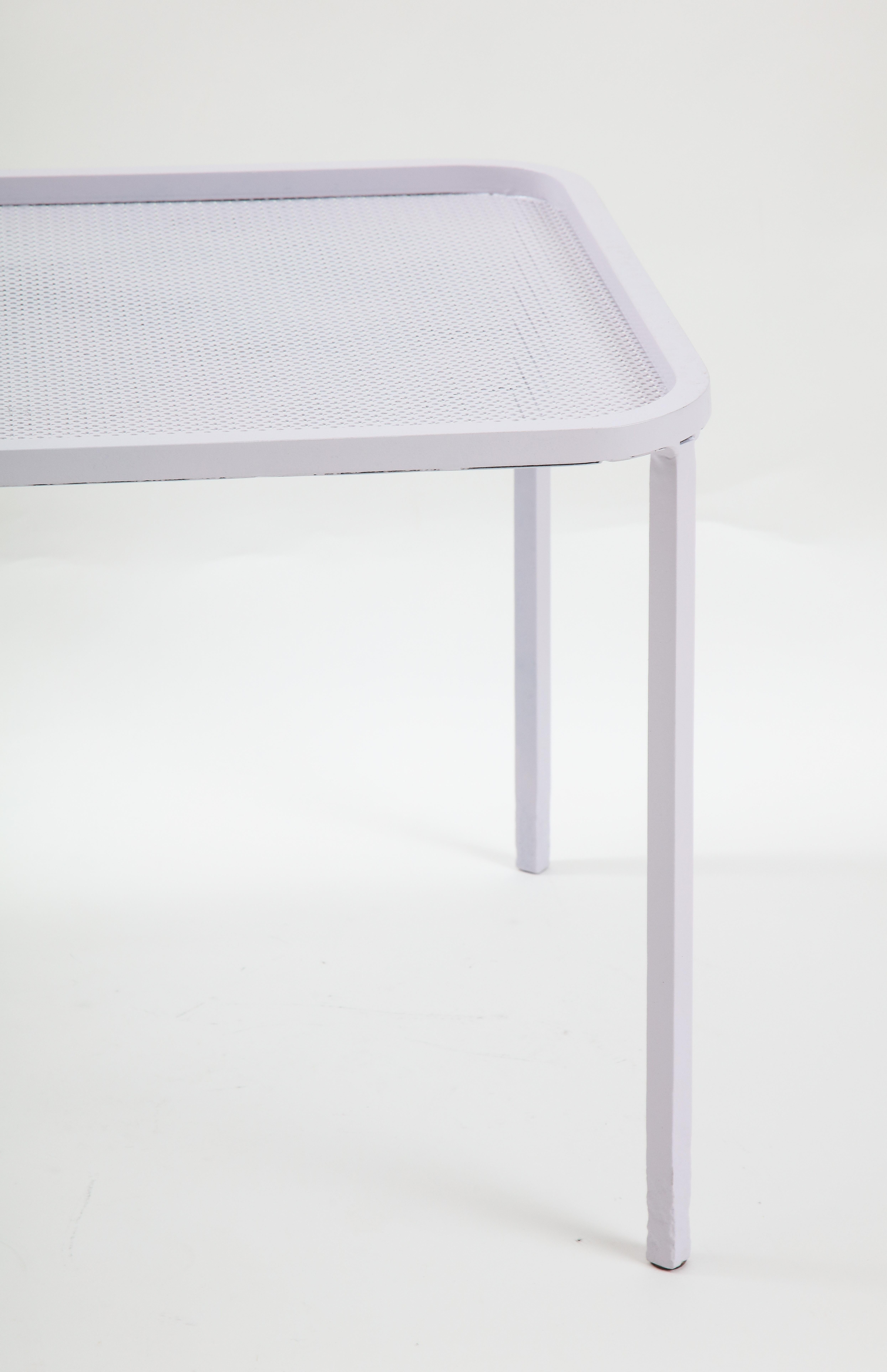Mathieu Matégot White Rectangular Perforated Metal Coffee Table In Good Condition For Sale In New York City, NY