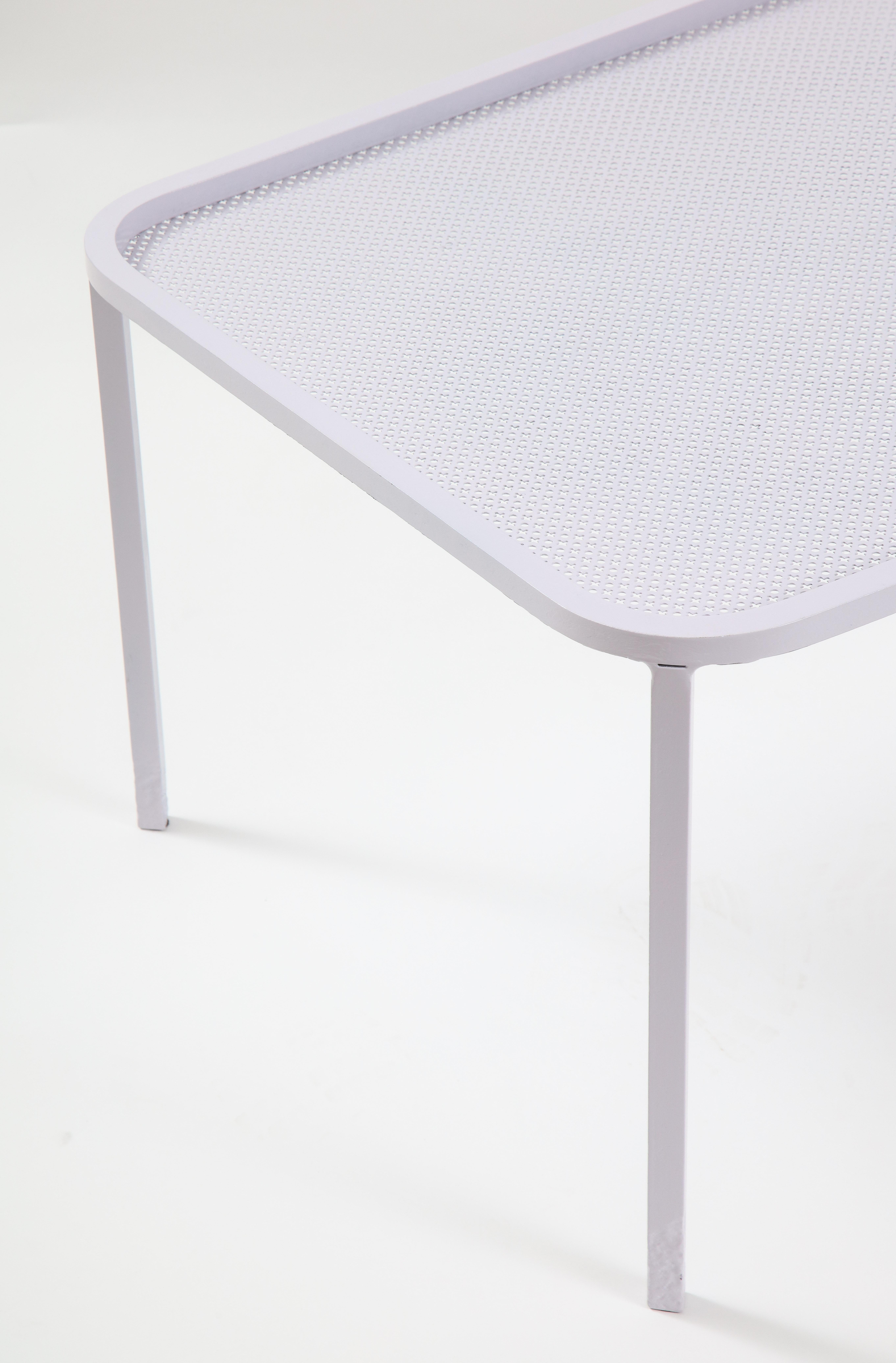 20th Century Mathieu Matégot White Rectangular Perforated Metal Coffee Table For Sale