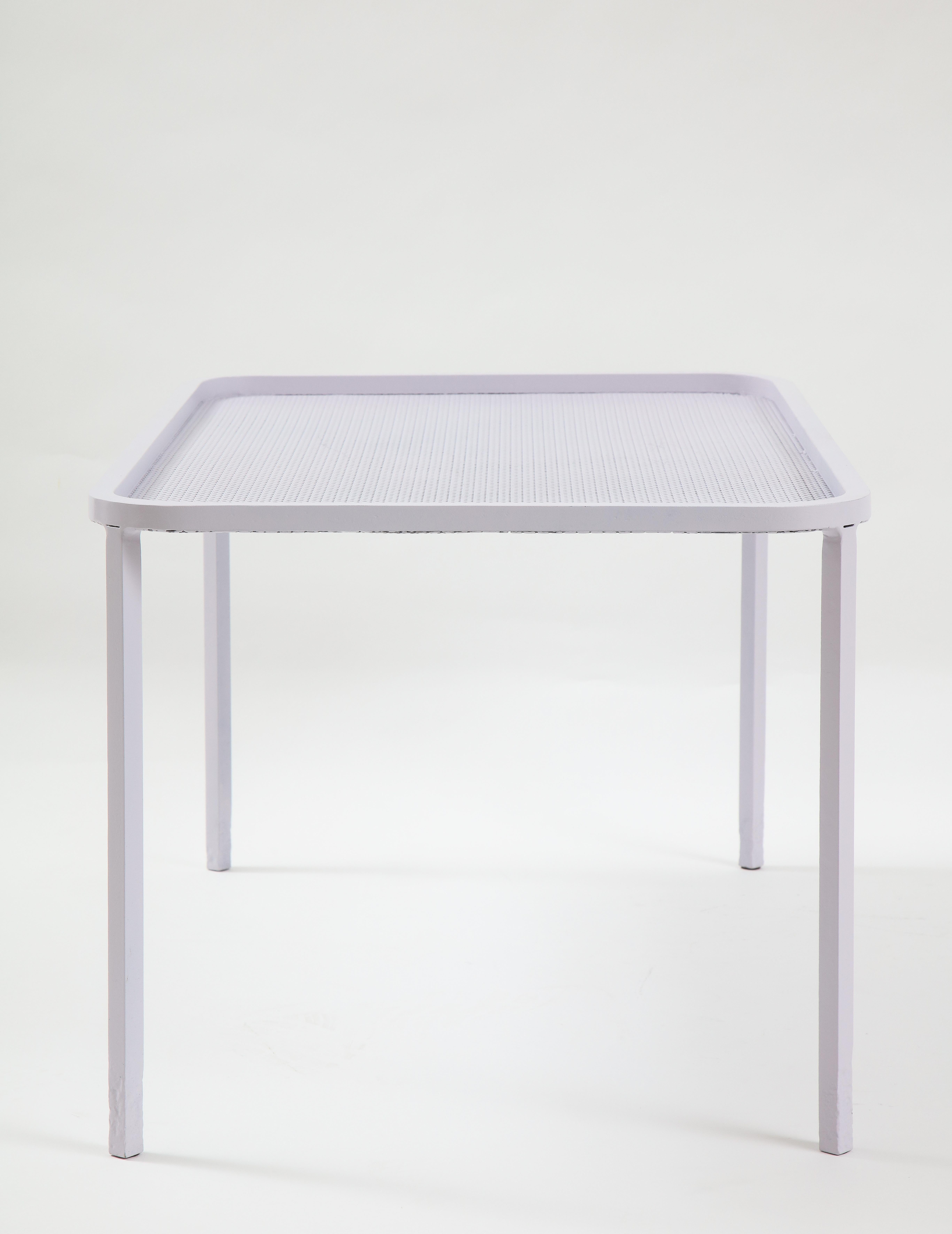 Mathieu Matégot White Rectangular Perforated Metal Coffee Table For Sale 1